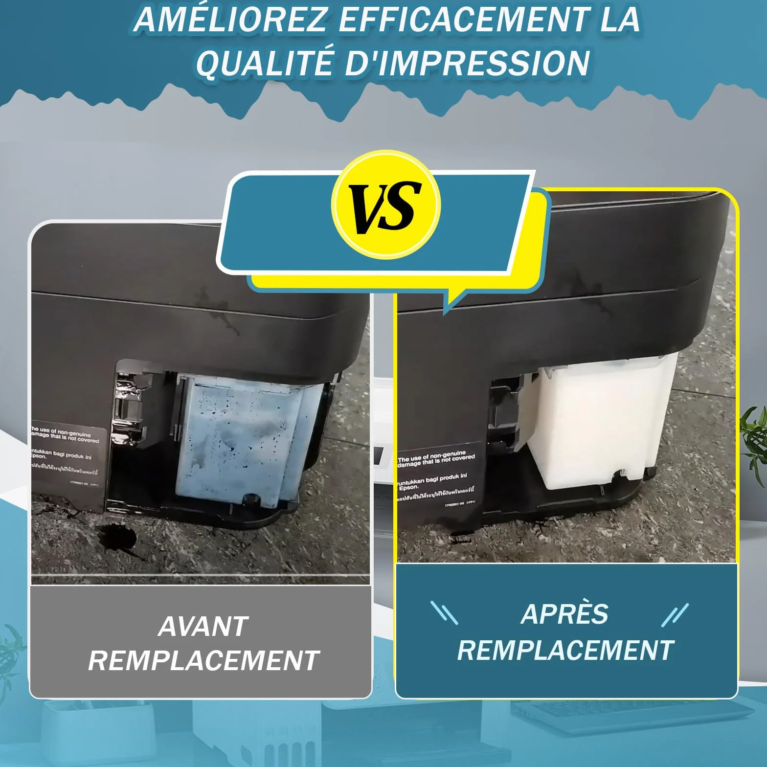 Eponges pour boîte d'entretien Epson EcoTank ET-2800 ET-2803 ET-2820 ET-2826 ET-2710 ET-2711 ET-2712 ET-2714 ET-2715