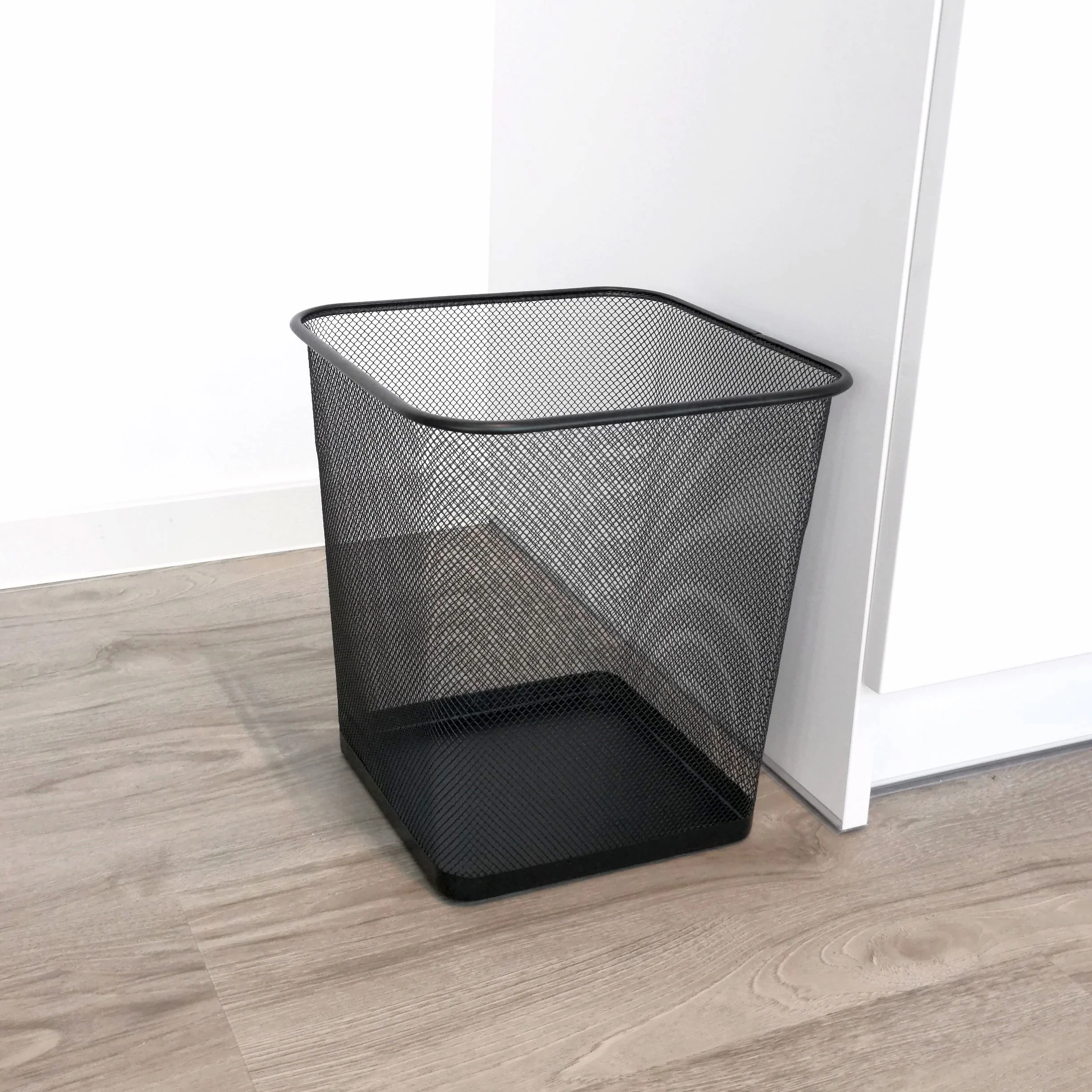 D.RECT Poubelle Bureau 18L - Corbeille Papier en Treillis Métal Maille, Noir