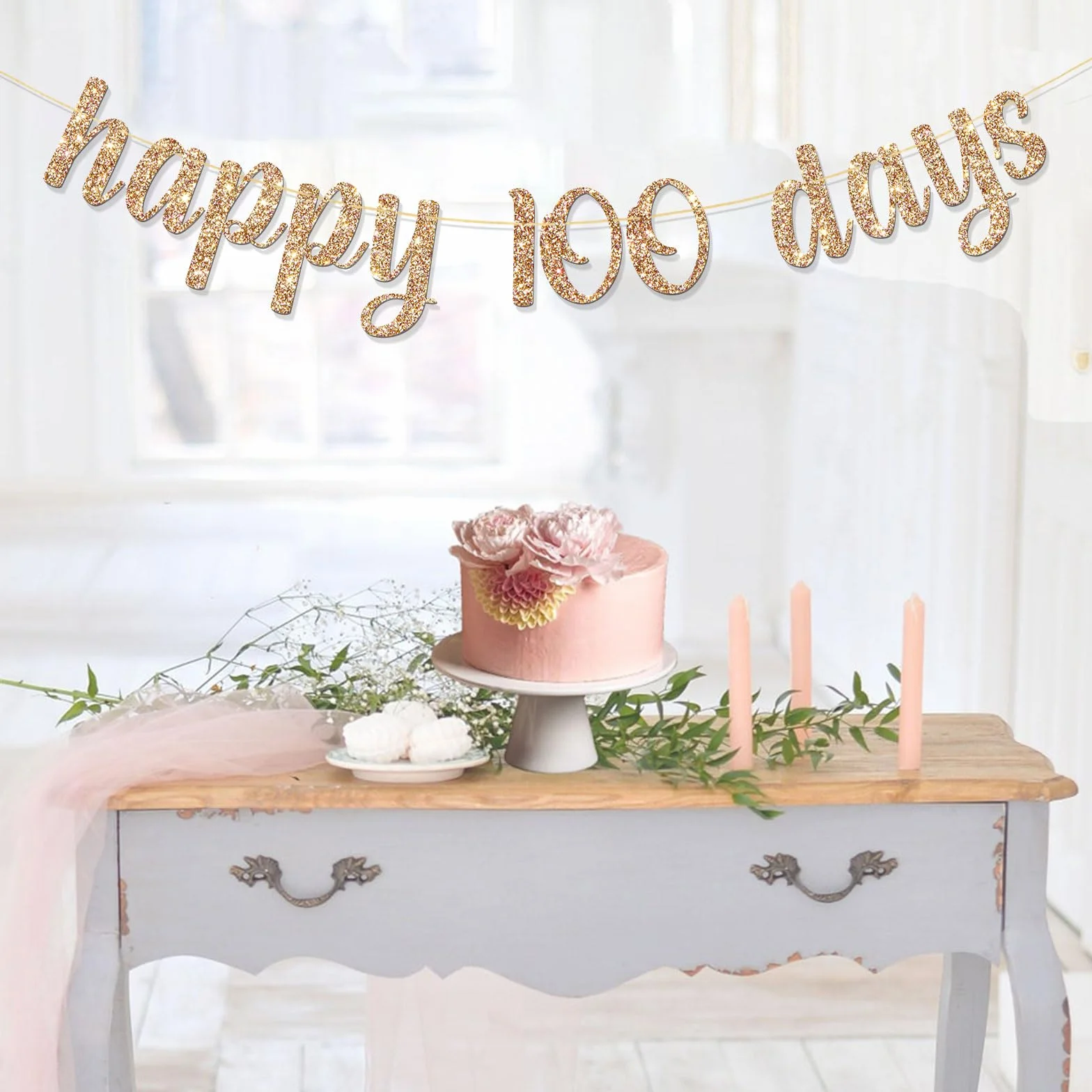 Guirlande Happy 100 Days Bébé – Décoration Fête Prénatale Anniversaire Cent Jours