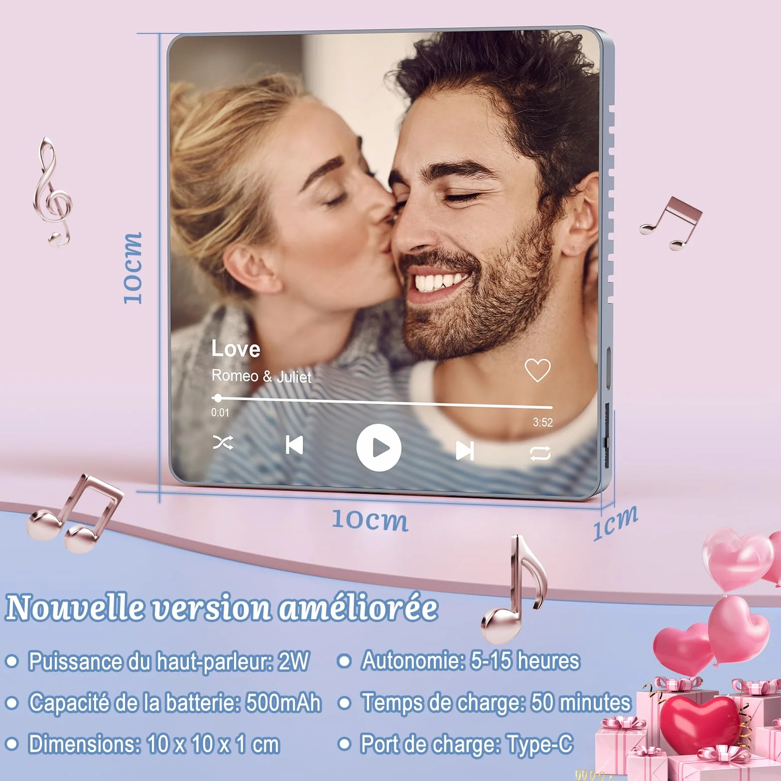 Aimant Musical Personnalisé Photo Rétro - Cadeau Saint Valentin Spotify Aimant Frigo