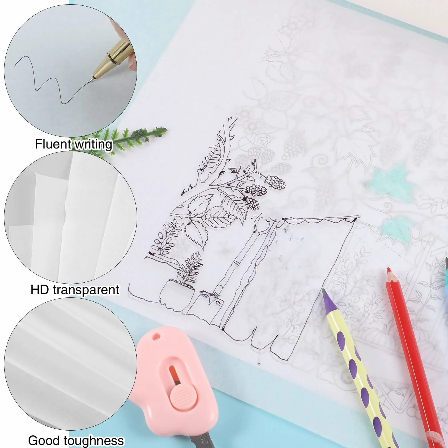 Papier calque 45 cm x 50 m – Papier blanc translucide pour dessin, croquis, et patron de couture