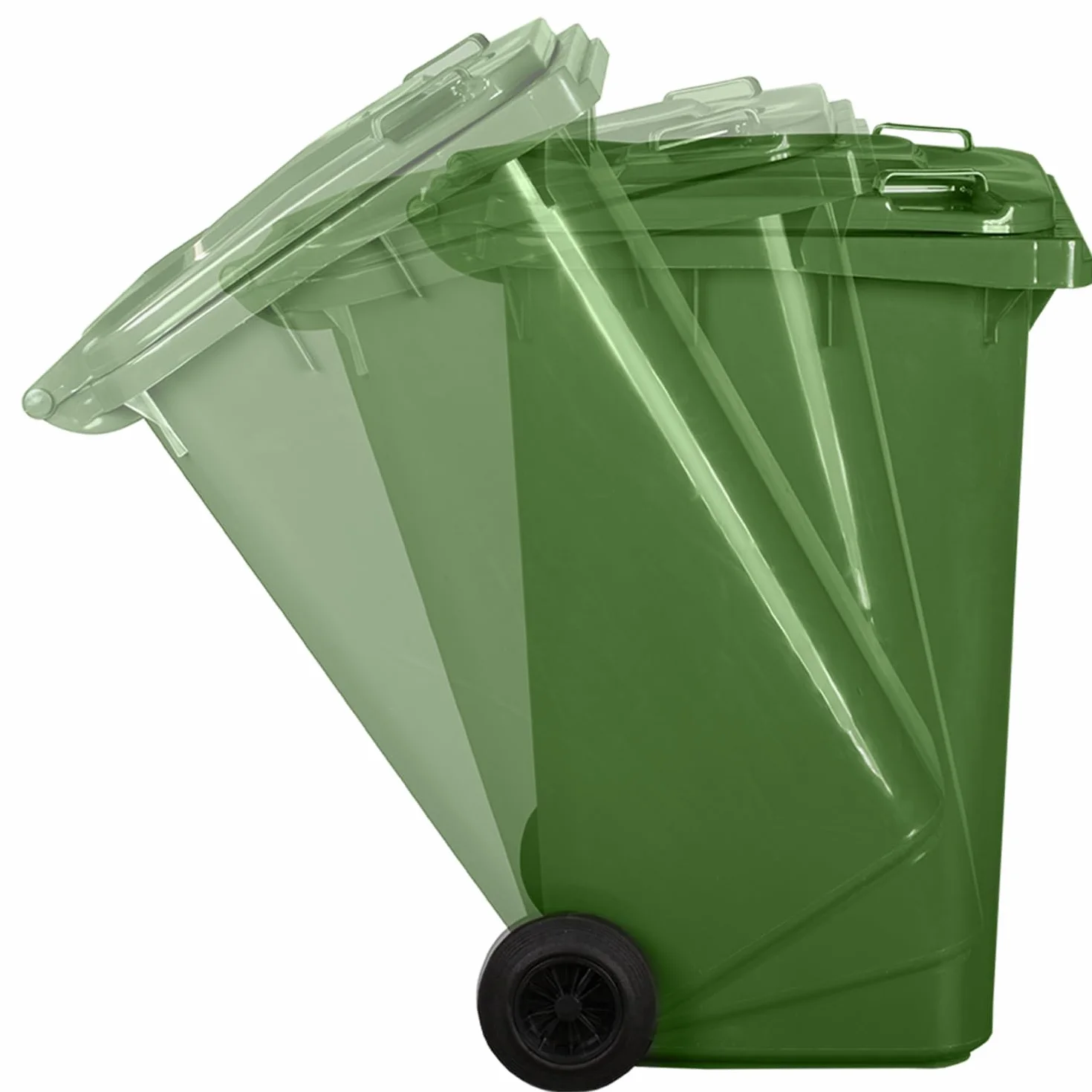 Poubelle Extérieur 120L Plastique PN-EN 840 Bac Conteneur Déchets Recyclage Roues Vert