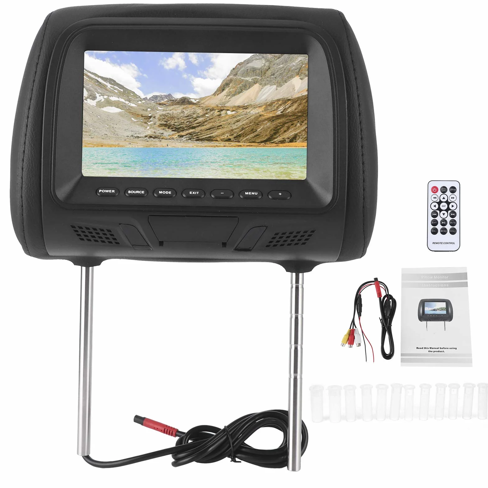 Odtwarzacz DVD z Zagłówkiem Samochodowym, 7-calowy Odtwarzacz Wideo HD 1080P HD Obsługa Wzmacniacza Bluetooth i USB, Wielofunkcyjny Monitor Samochodowy z Zagłówkiem, dla Dzieci, Wideo, Gry