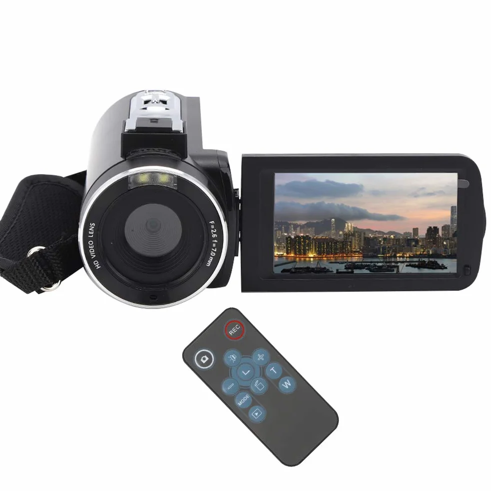 Qiilu Cyfrowa kamera wideo, kamera 4K zapobiegająca wstrząsom, fotokomórki wideo wysokiej rozdzielczości cyfrowe wideo 18-krotny zoom 3-calowy ekran dotykowy IPS