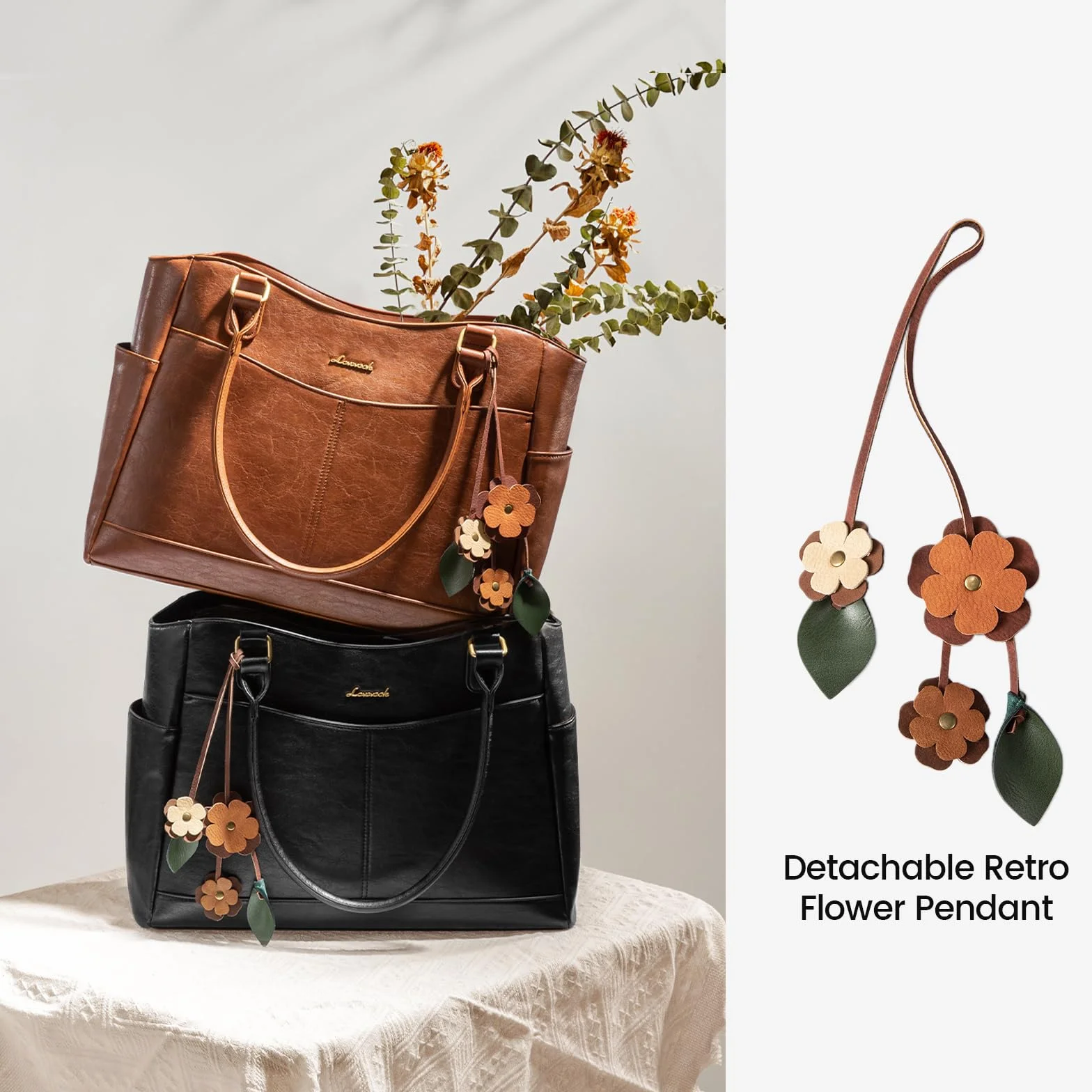 LOVEVOOK Damska torba na laptopa 15,6", elegancka torba robocza, torba nauczycielska i biznesowa torba z paskiem na ramię, wszechstronna aktówka do biura, na uczelnię, do szkoły