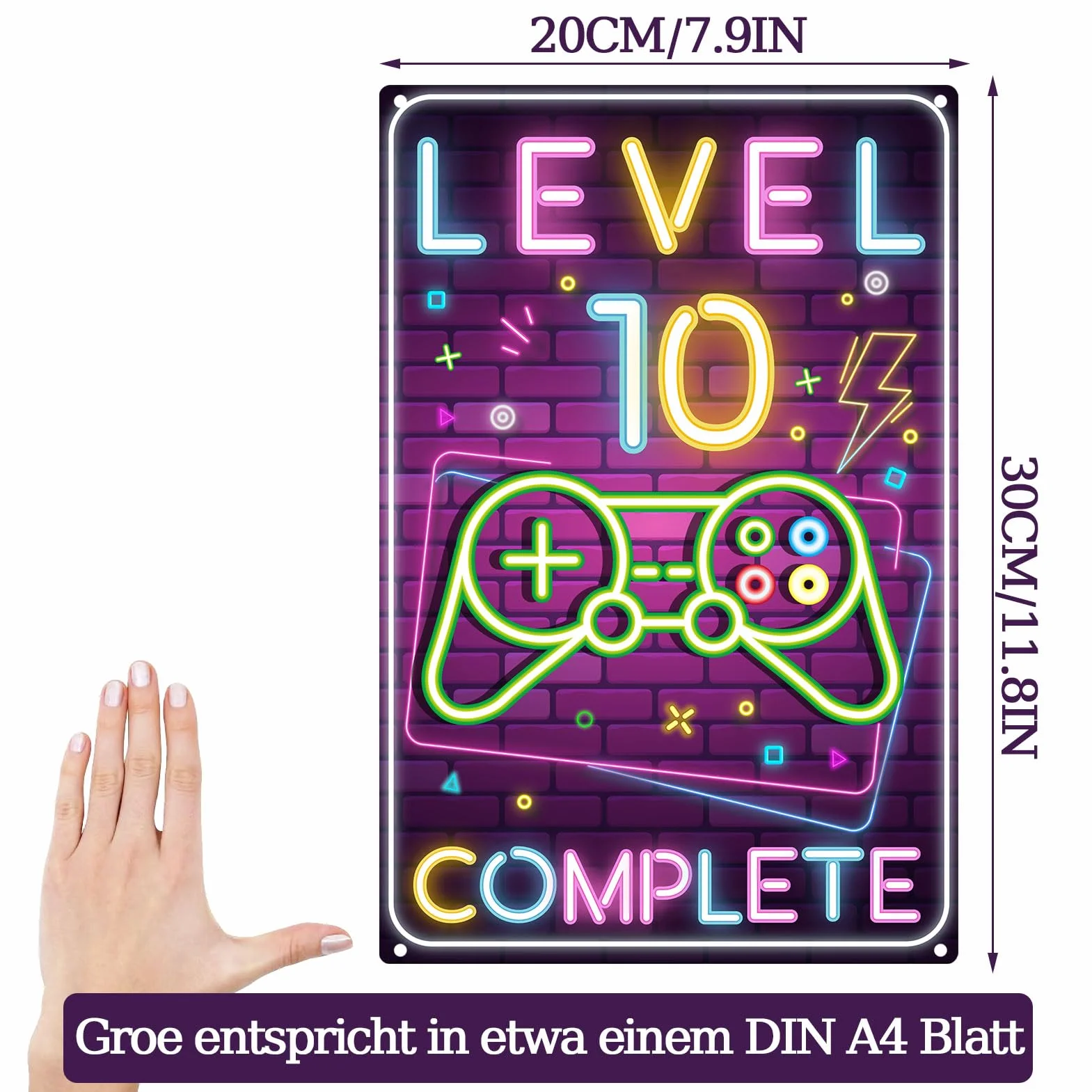Plaque métallique vintage 20x30 cm Carte d'anniversaire pour gamers