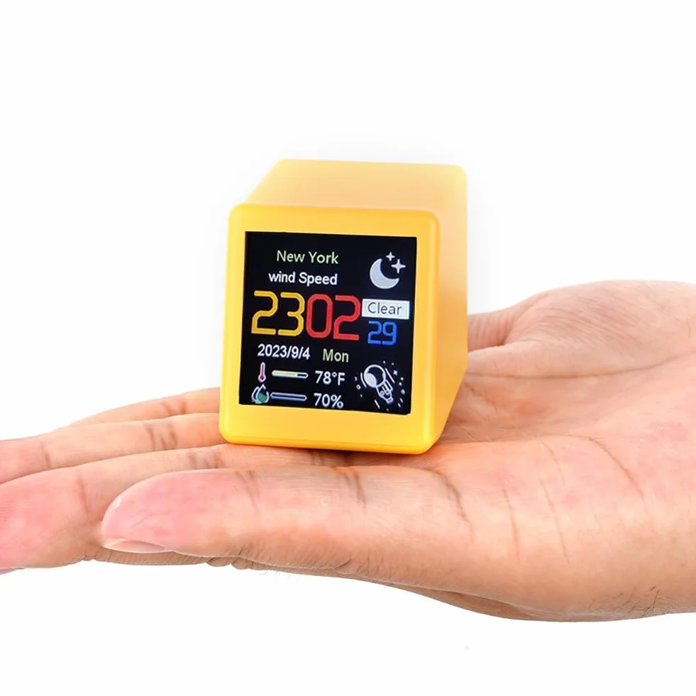 Intelligente Horloge de Station Météo WiFi avec Animations GIF, DéCoration de Bureau
