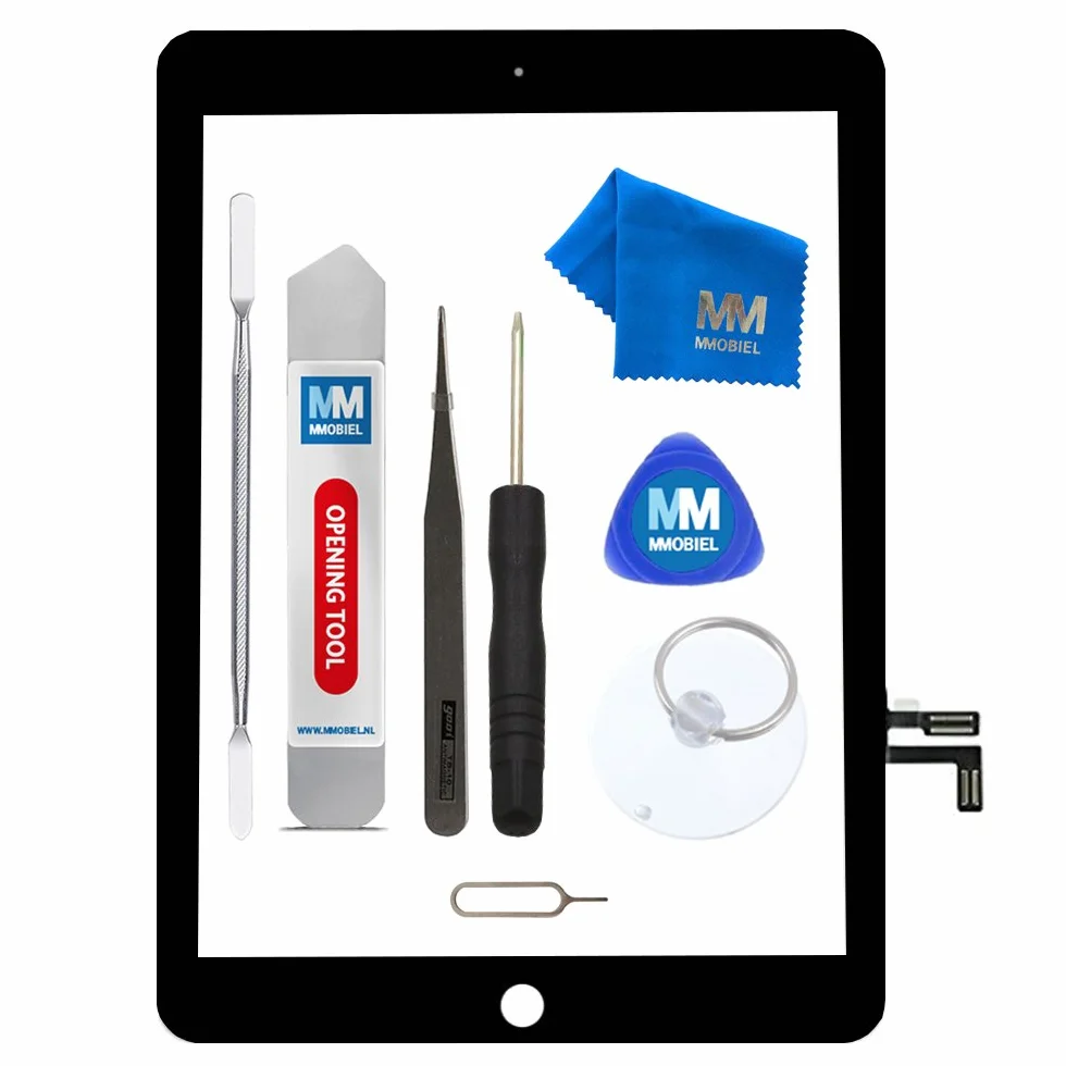 MMOBIEL Digitizer szkło do wyświetlacza kompatybilne z iPad 7 2019 / iPad 8 2020 10,2 cala (czarne) ekran dotykowy część zamienna wraz z zestawem narzędzi