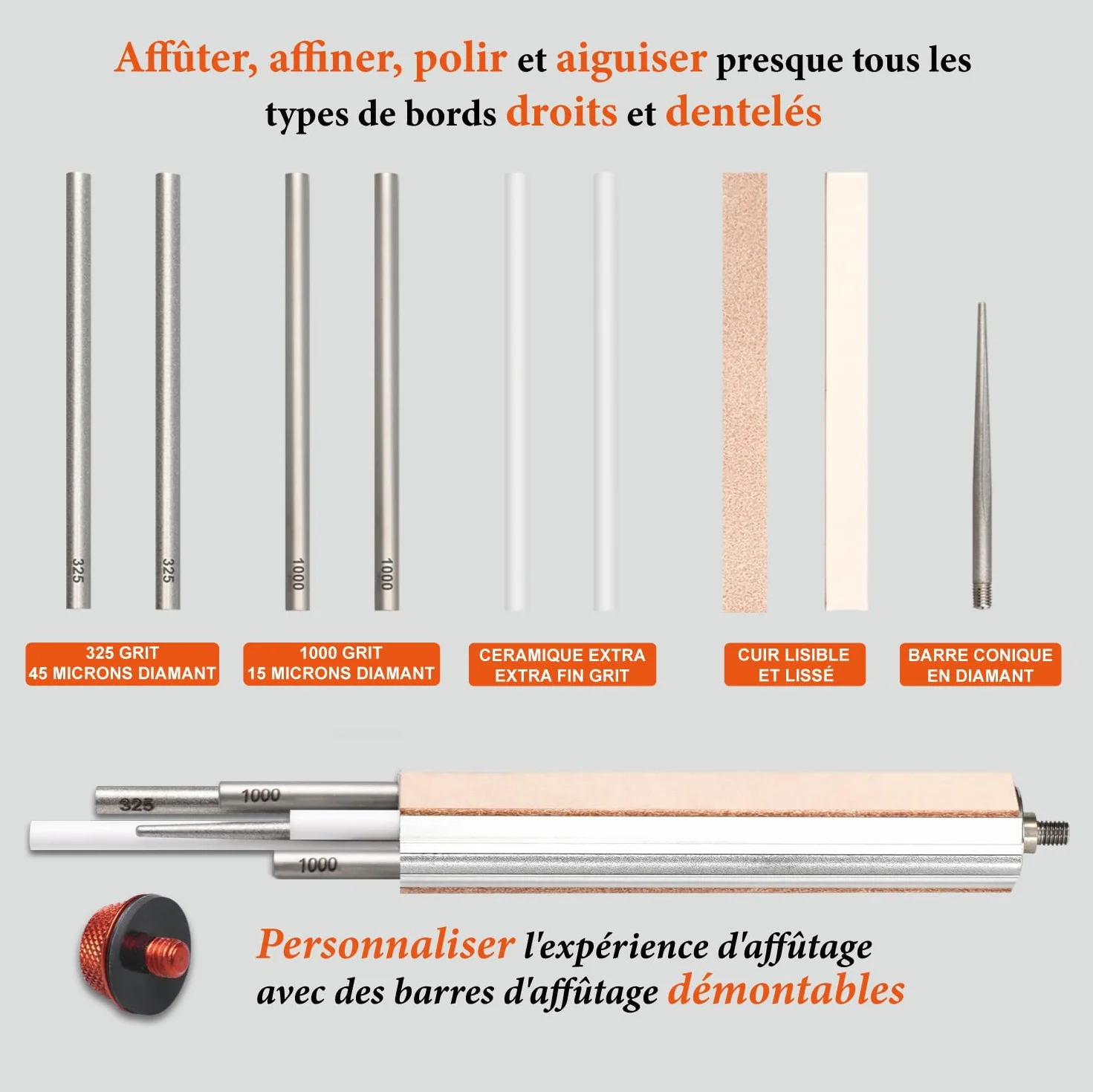 SHARPAL 210N TRANSFOROD Aiguiseur Couteaux Professionnel à Angle Réglable - Affûteur Couteaux Abrasifs Diamant Monocristallin Céramique Cuir