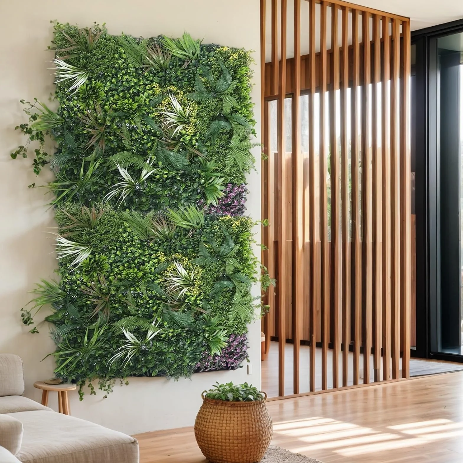 Panneau Mural Végétal Artificiel 50 cm x 100 cm Décoration Murale pour Intérieur Extérieur Maison Jardin