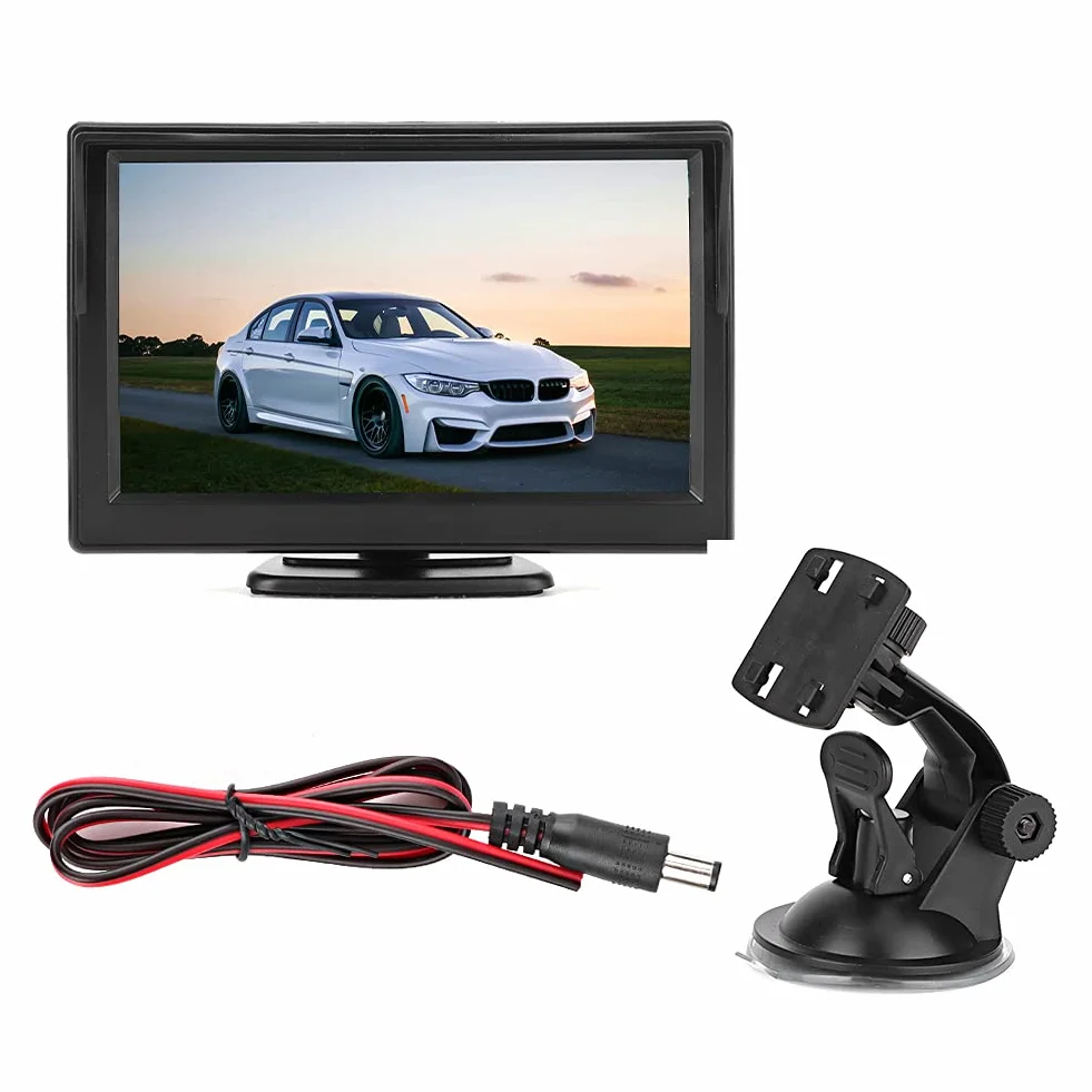 Samochodowy Monitor HD TFT LCD 5-calowy 2-kanałowy Odtwarzacz Wideo z Wejściem AV do Kamer Cofania (brak aparatu)