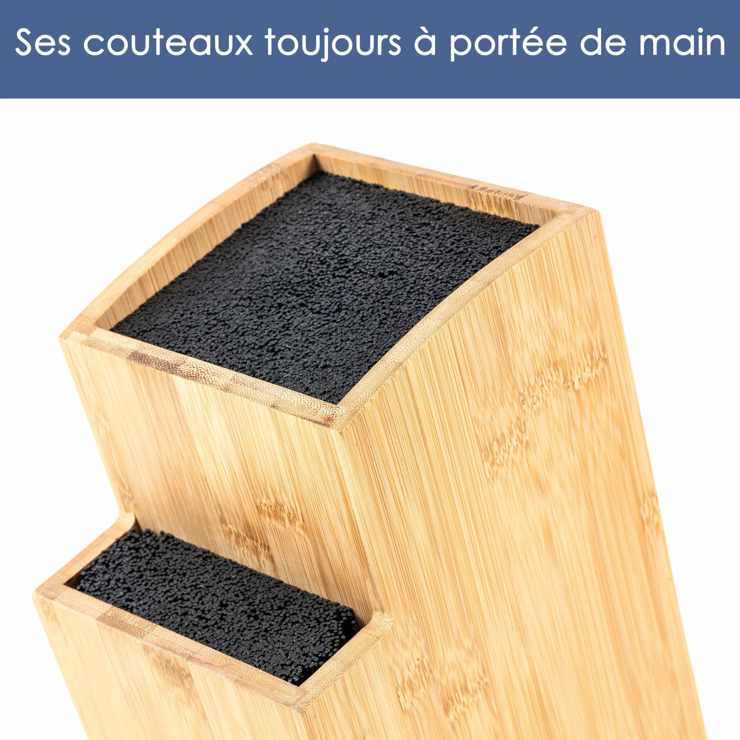Bloc à couteaux Hanseküche en bambou marron carré incliné