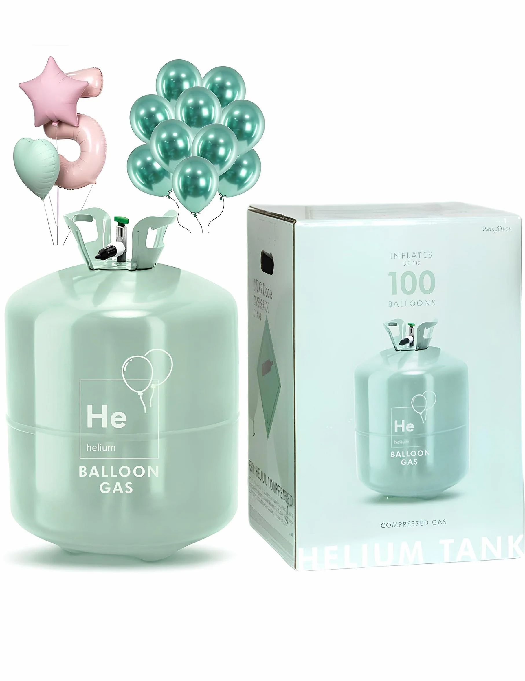 Très grande bouteille d'hélium jusqu'à 90 ballons - Vert