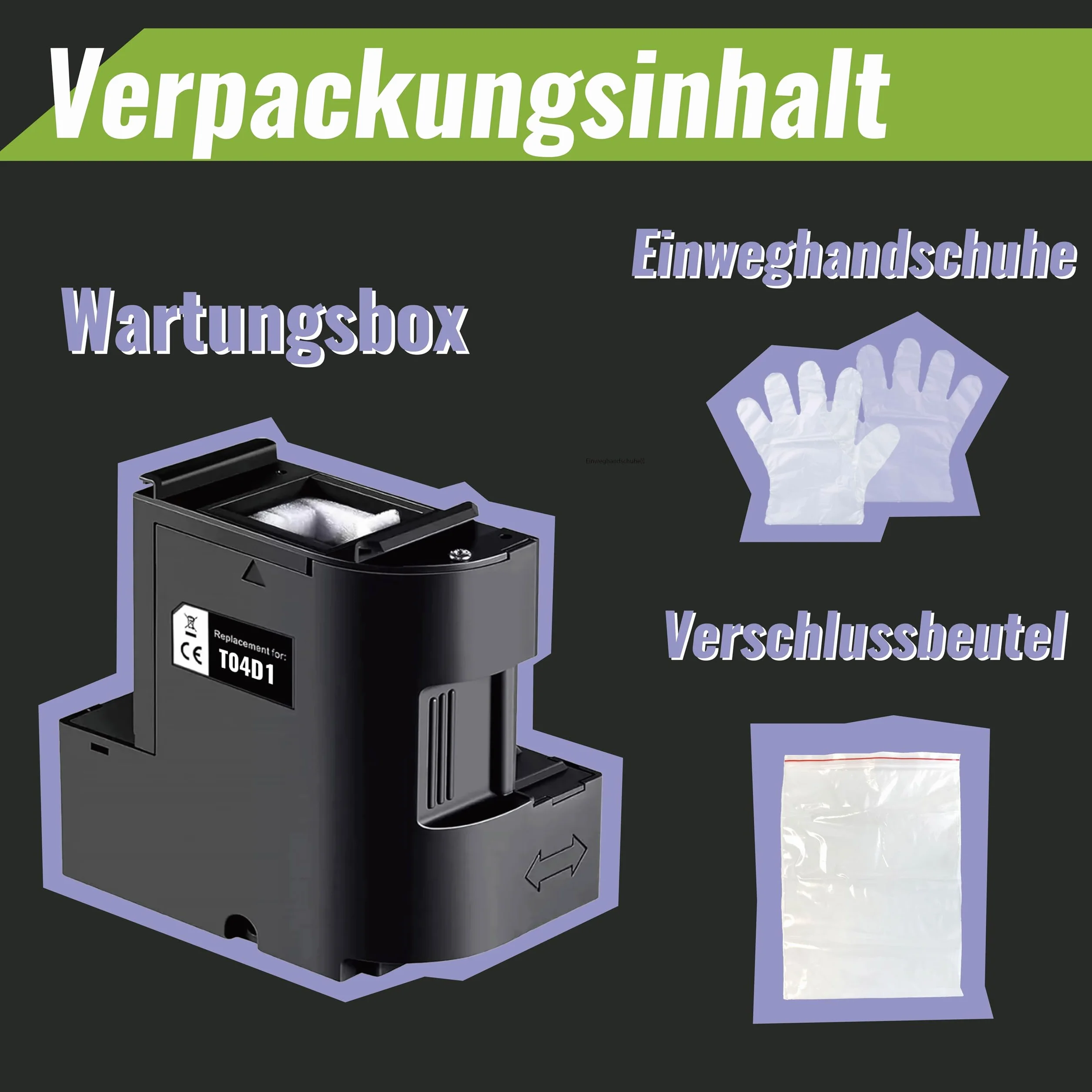 Kamo T04D1 Collecteur Encre usagée Compatible Epson T04D1 C13T04D100 Boîtier Maintenance Expression Home XP 5100 5105 5150 Workforce WF 2860 2865 EcoTank ET-15000 4750 4850 3750 5170