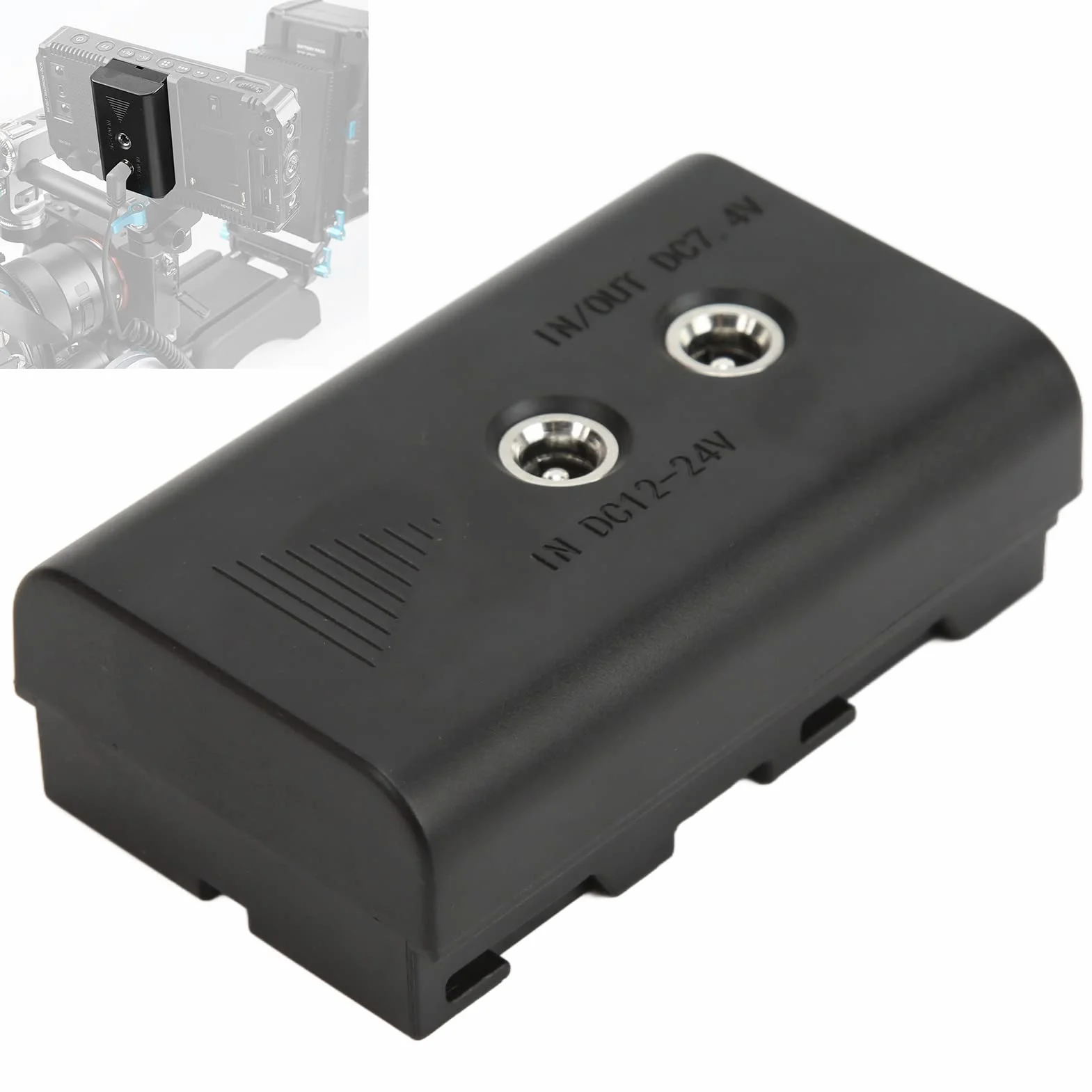 Cryfokt Imitacja Akumulatora NP‑F550, Atrapa Akumulatora 7,4 V/3 A Szerokie Zastosowanie Bezpieczne 12 V–24 do NP‑F570 do ‑F970