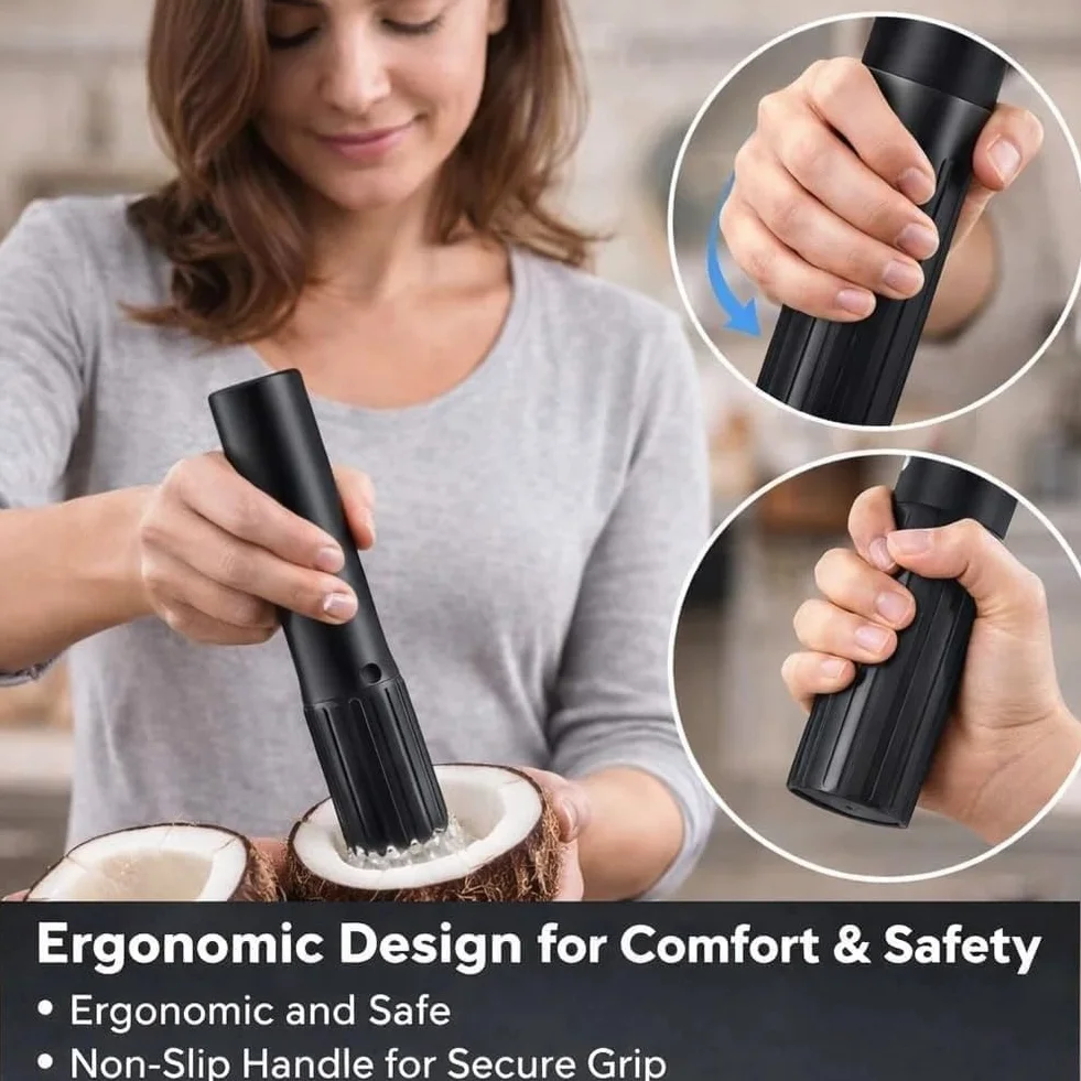 Electric Coconut Grater Machine, Portable Handheld Coconut Scraper Peeler Shredder, Wireless Automatic Anti-splash Rotating Kitchen Grater with Stainless Steel Blade, for Coconut, Fish (A)
