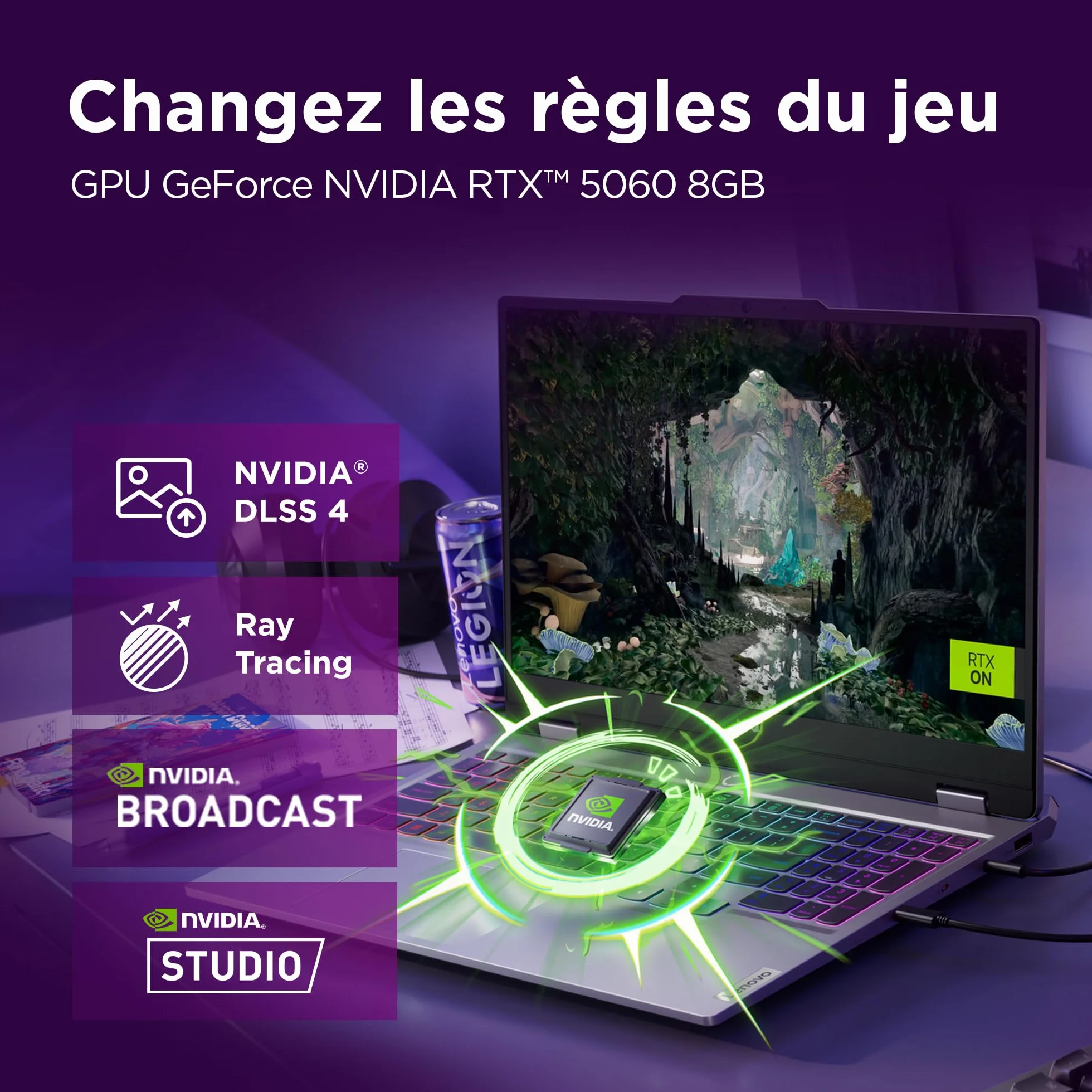 Lenovo LOQ 15IRX10 Ordinateur Portable Gaming 15.6" FHD 144Hz Intel Core i7-13700HX RAM 16Go SSD 512Go NVIDIA RTX 5060 8GB Windows 11 Home Gris