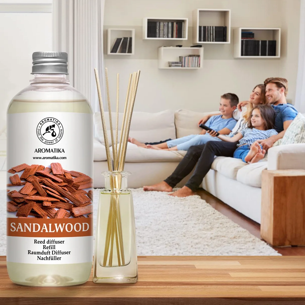 Recharge pour diffuseur d'ambiance santal 500 ml - Parfum d'intérieur désodorisant
