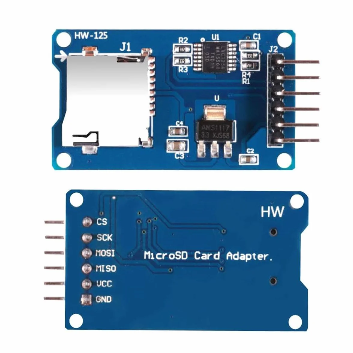 Module Lecteur Carte Micro SD TF 6Pin SPI Interface Driver avec Puce Niveau Conversion pour Arduino UNO R3 MEGA 2560 Due 5 PCS
