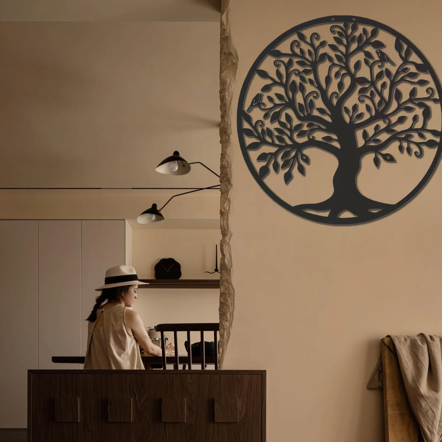 Grande décoration murale arbre de vie en métal 60 cm à suspendre RPixc