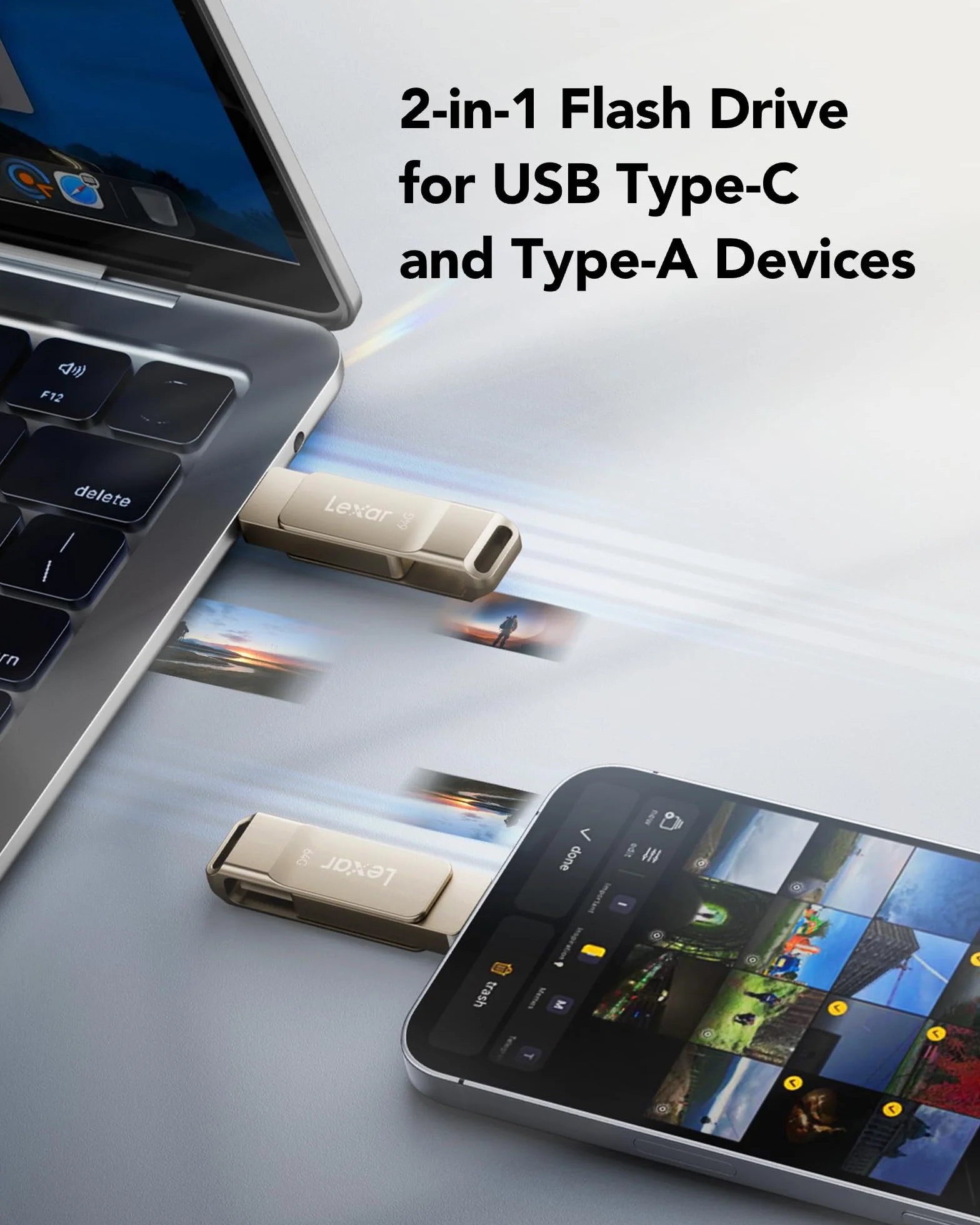 Lexar D40E 64 Go Clé USB 3.2 Gen 1 Type-C Flash Drive Métallique Pivotant