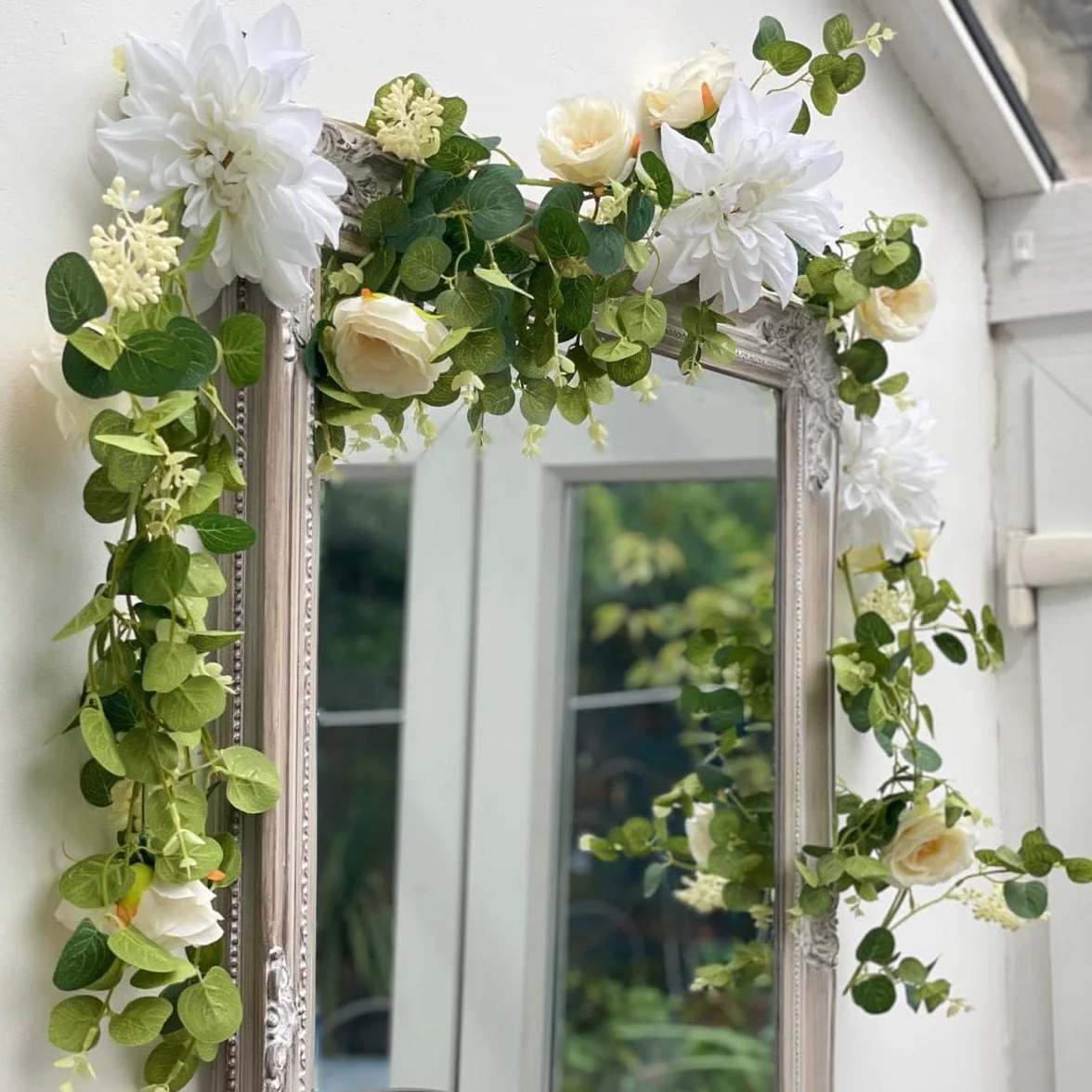Guirlande Pivoine Artificielles 190cm Soie Décoration Mariage Blanc