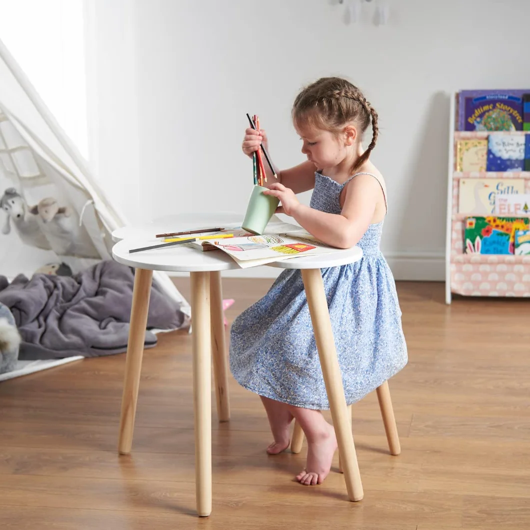 Haus Projekt Bureau pour Enfants et Tabouret en Forme de Nuage (4-8 Ans), Pupitre D'étude en Bois avec Tabouret, Meubles, Table D'activité/d'art en Bois