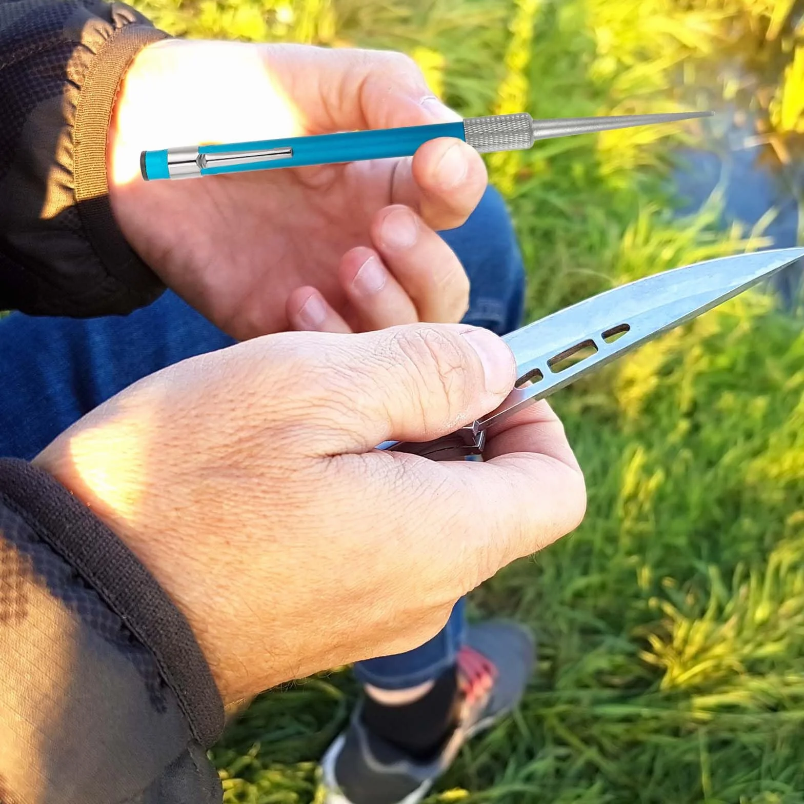 TIESOME Aiguiseur de couteaux en diamant portable Pierre à aiguiser diamantée