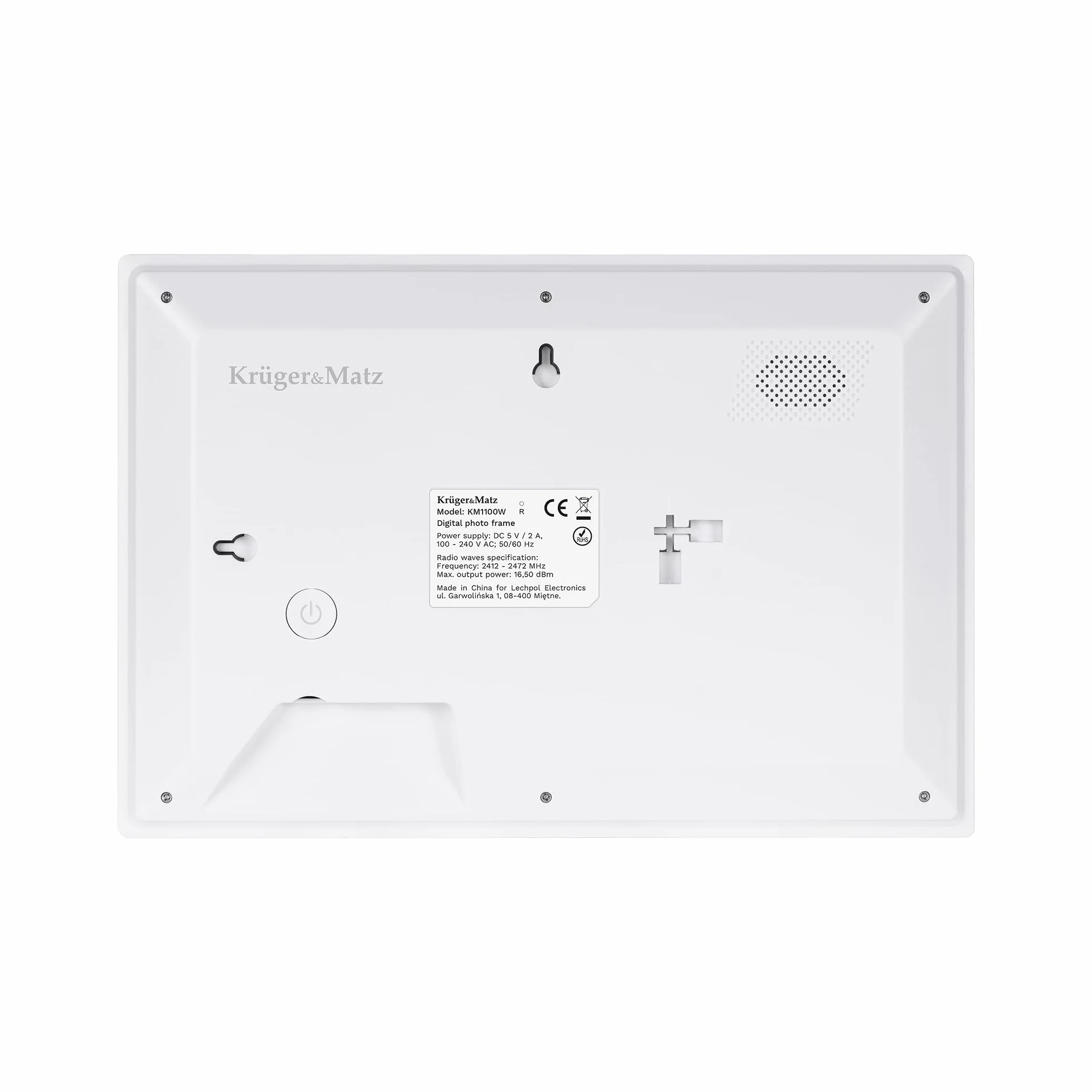 Krüger&Matz Cyfrowa Ramka na Zdjęcia FRAMEO 1280 x 800 px 10,1" Wi-Fi MicroSD Odtwarzanie Klipów Wideo Timer Pogoda Biała Ramka KM1100W