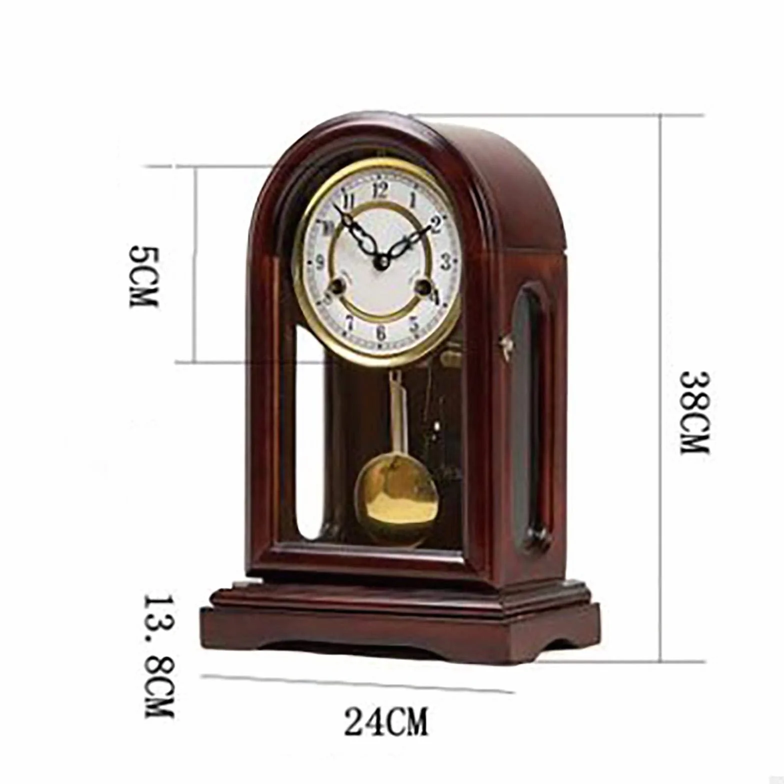 Horloge de cheminée traditionnelle en bois avec carillons Westminster – Horloge de table mécanique en bois marron pour décoration de maison, salon, bureau – Cadeau parfait pour une pendaison de