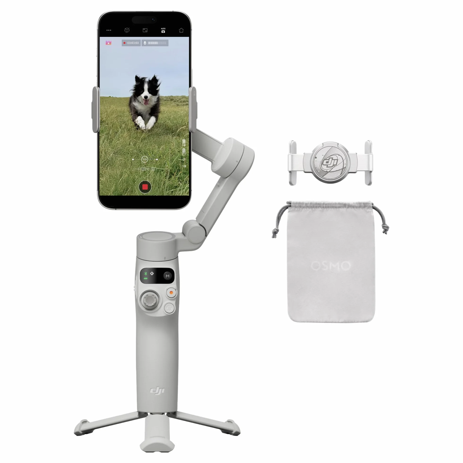 DJI Osmo Mobile 7 stabilizator gimbala do iPhone'a, Androida, wbudowany statyw, ultralekki, wygodny uchwyt, 3-osiowy gimbal do telefonu, ActiveTrack 7.0, ShotGuides, edycja jednym dotknięciem,