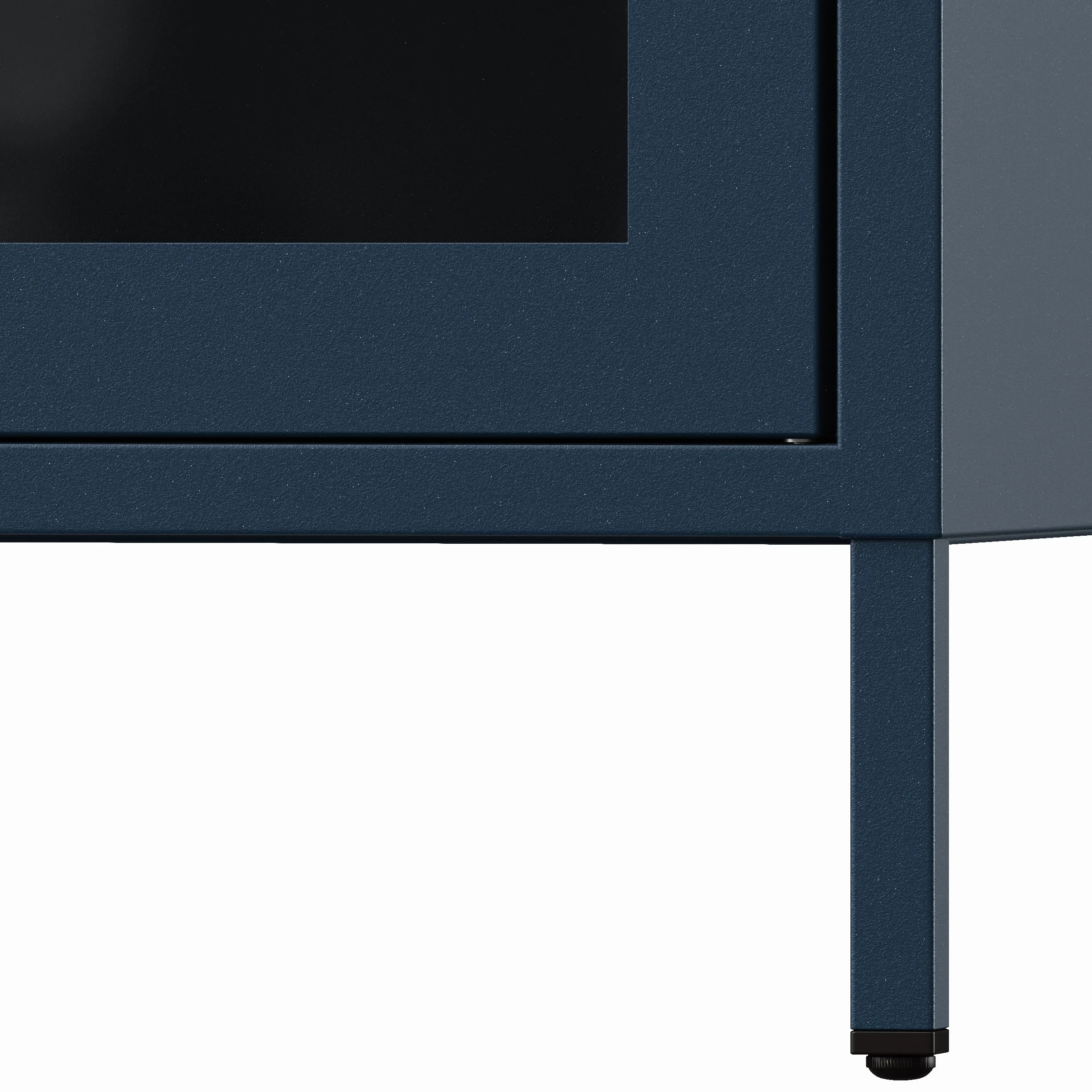 Jan Nowak Luigi Armoire vitrine à 1 Porte - 50 x 180 x 35 cm - 4 étagères réglables - Verre trempé - Montage Mural - Vitrine en Verre Debout - Armoire de Salon Scintillante - Bleu foncé