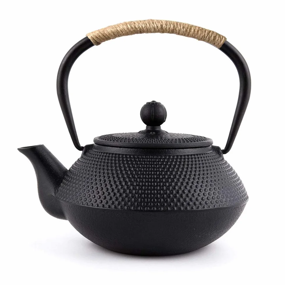 Théière en Fonte avec Infuser, 800ml Théière Induction pour Thé Noir, Bouilloire à Thé pour Les Amateurs de Thé, Noir