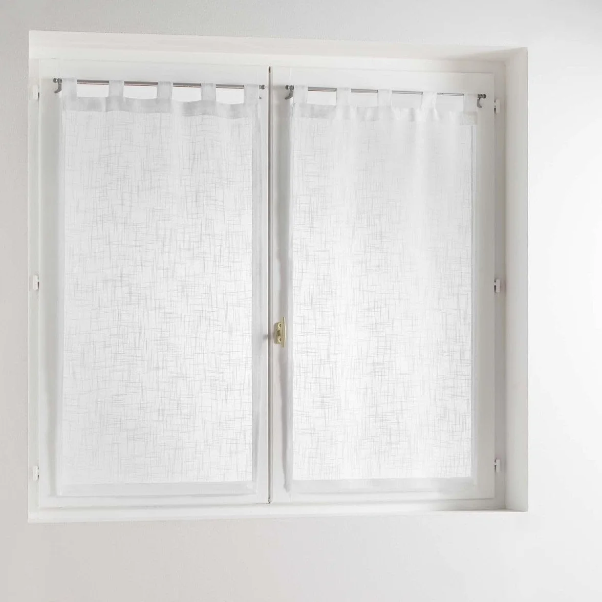 Haltona Paire Droite Passants Effet Lin Tisse Polyester Blanc 120x60 cm