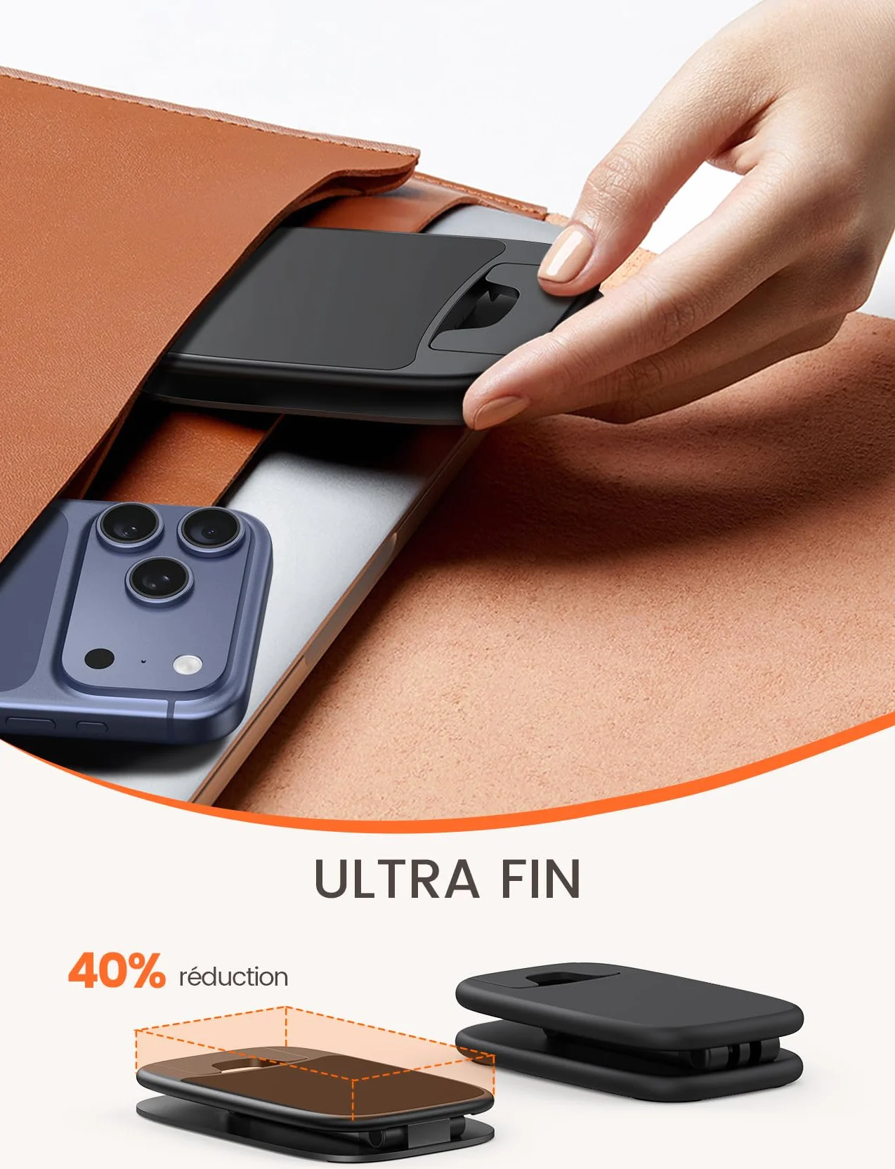 Lamicall Support Téléphone Bureau Pliable Base Métallique 15mm Ultrafin Hauteur Angle Réglables Universel pour iPhone 17/16/15/14/13/12 Pro Max Samsung Smartphones