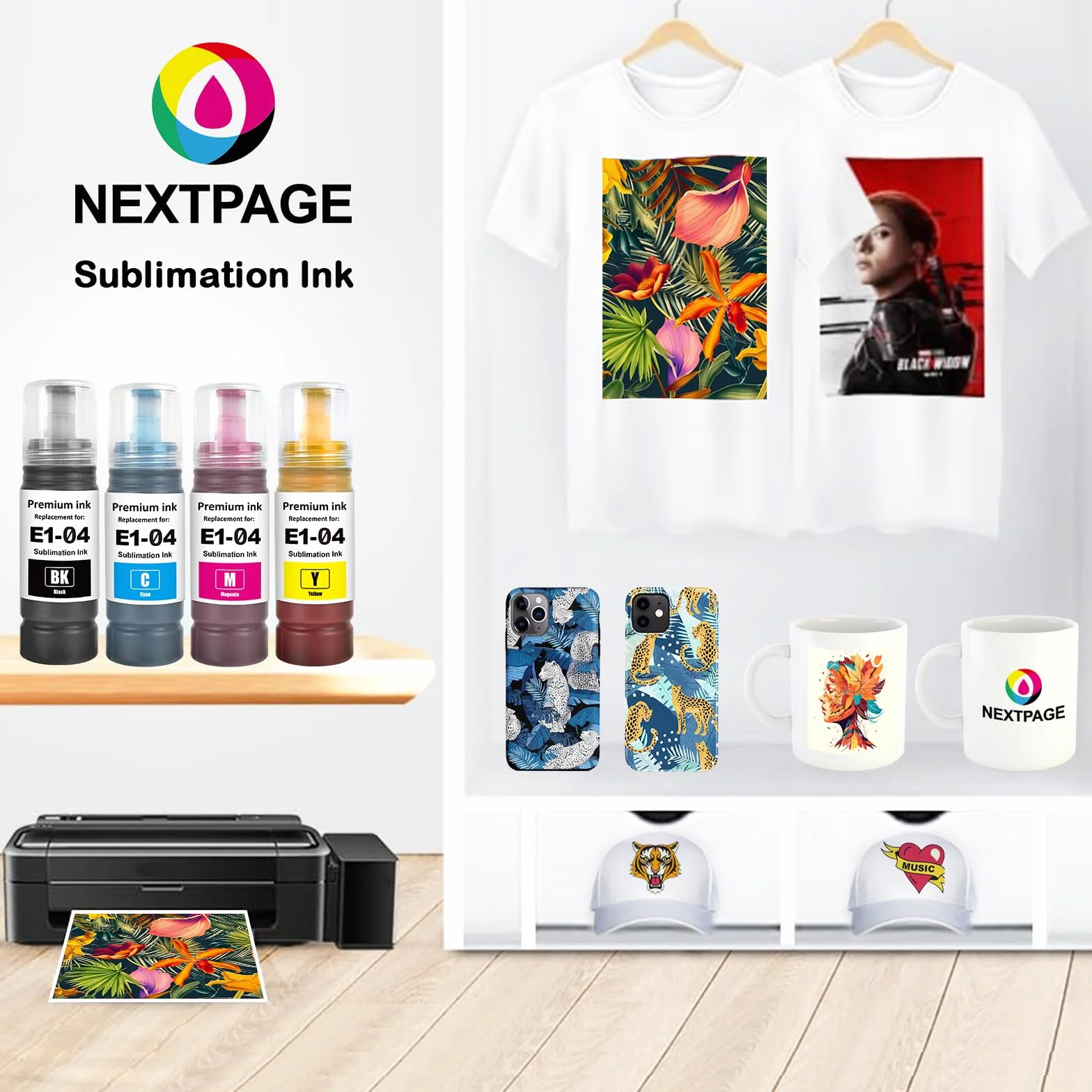 Nextpage Lot de 104 encres de sublimation compatibles Epson EcoTank ET-1810 ET-2710 ET-2711 ET-2712 ET-2714 ET-2715 ET-2720 ET-2721 ET-2726 ET-2810 ET-2811 ET-281 2 cartouches noires