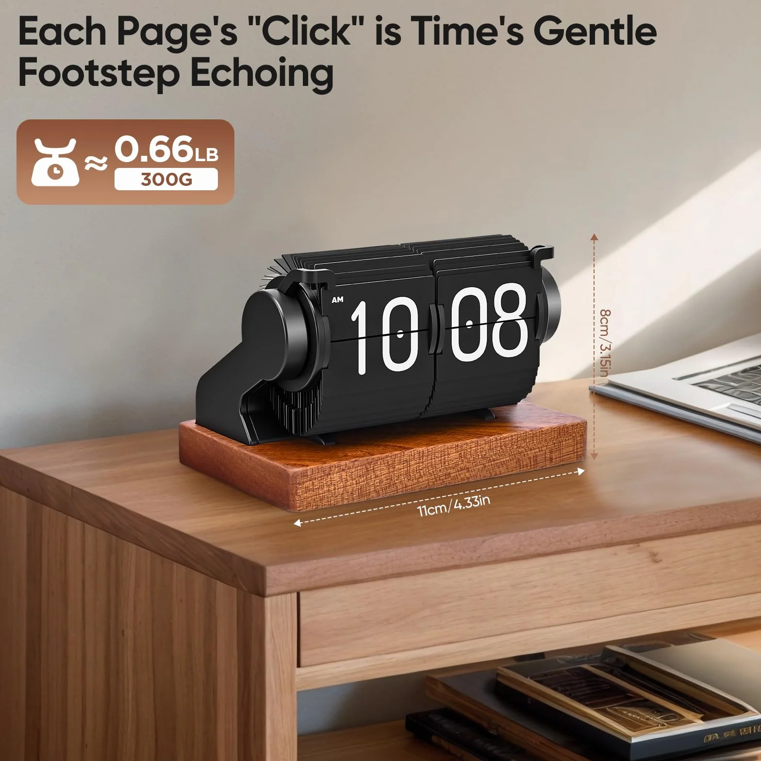 Horloge à rabat rétro - Réveil numérique USB C - Grand nombre - Horloge de bureau mécanique vintage - Rotation automatique - Réveil numérique radio-piloté
