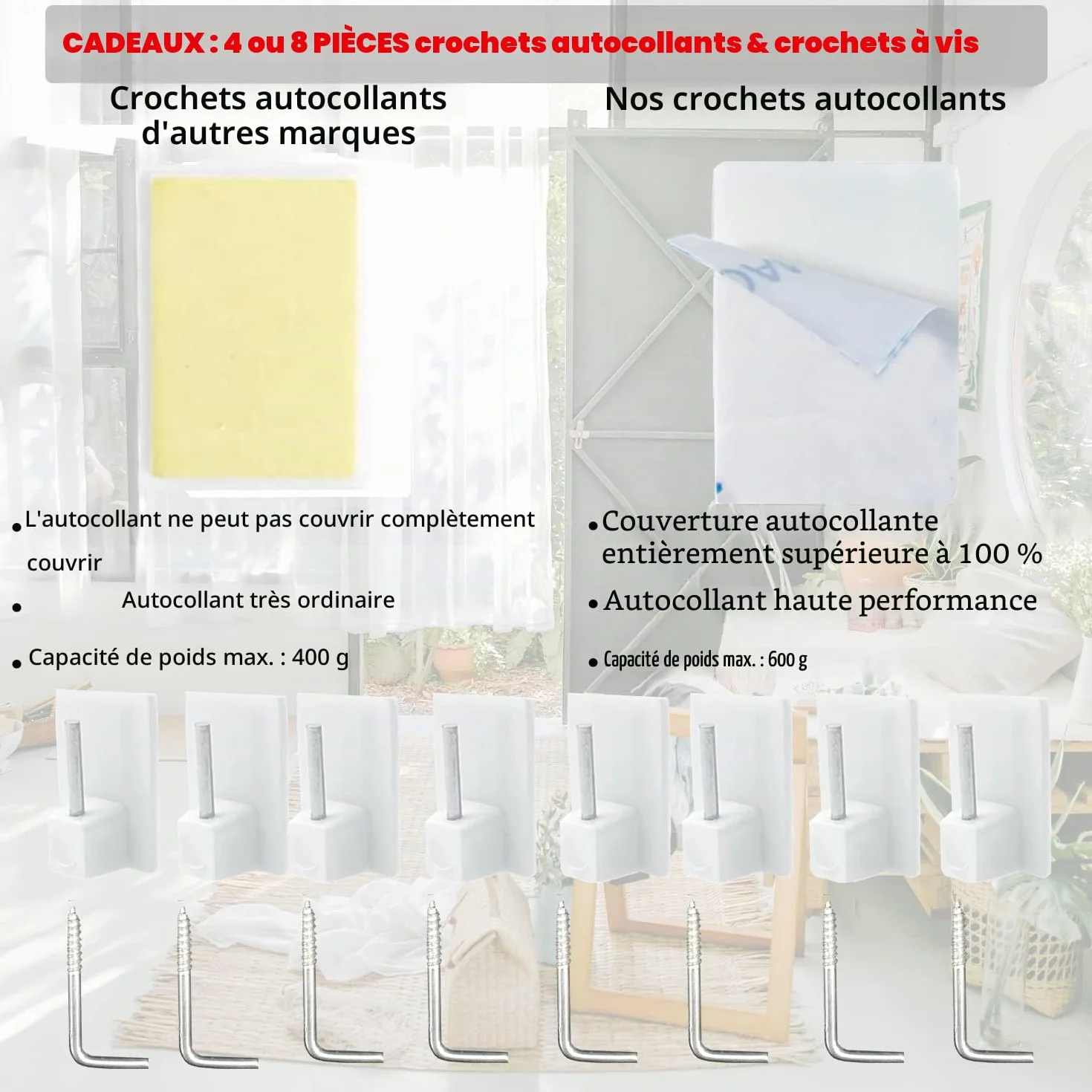 Tringle a Rideaux Extensible Sans Percage Réglable 30-50CM Blanc 2 Pièce