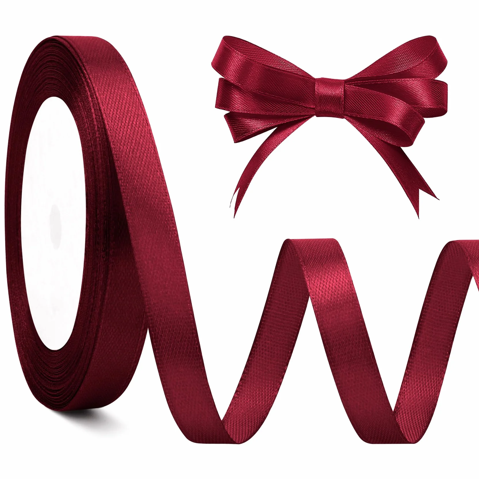 Ruban Satin 10mm x 23m Rouge Carmin Bordeaux pour Cadeau Mariage Fête