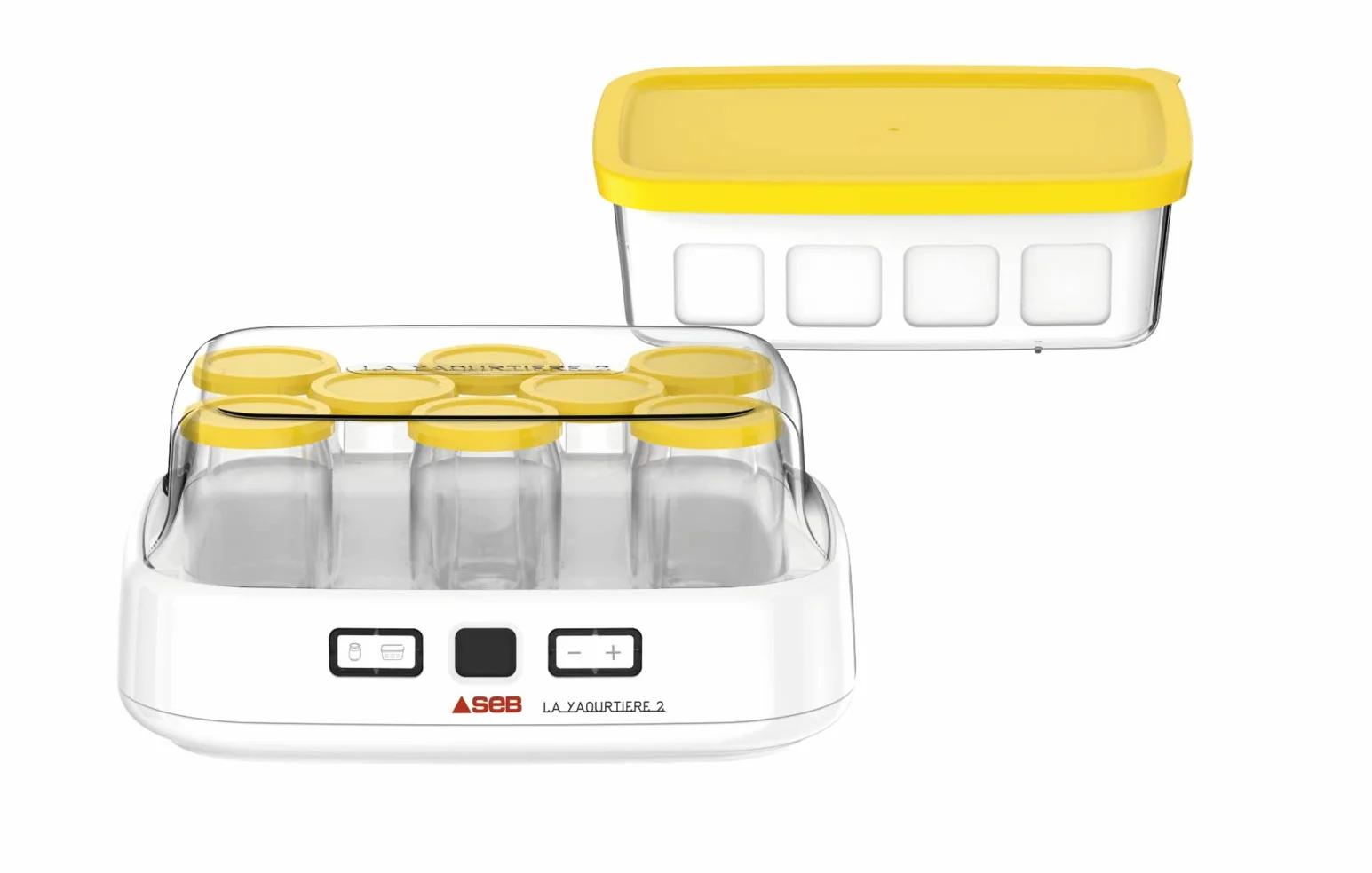 SEB La Yaourtiere 2 Avec écran LCD 2 Programmes automatique Yaourt 8 pots Fromage Blanc Frais 1 L Livret de recettes inclus YG500210