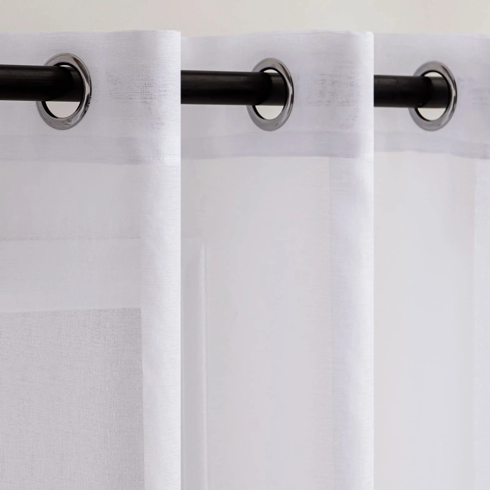 Lot de 2 Rideaux 140x225 cm Blanc Voilage à Oeillet Semi-Transparent pour Chambre Salon