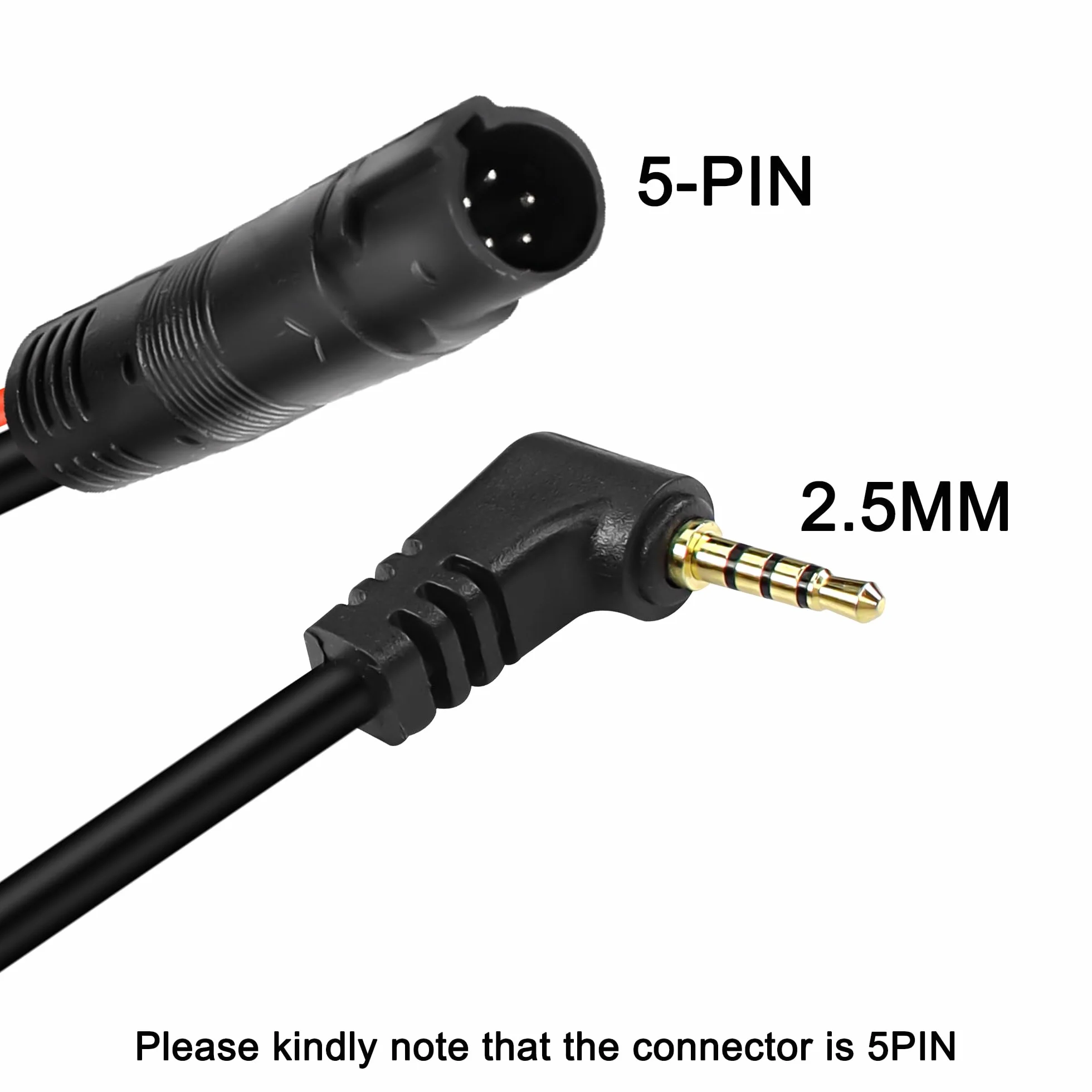 MEIRIYFA 5-igłowy kabel kamery cofania tachograf 5 igieł kabel kamery cofania męski do 2,5 mm wtyczka z męską głowicą przedłużającą (10M)