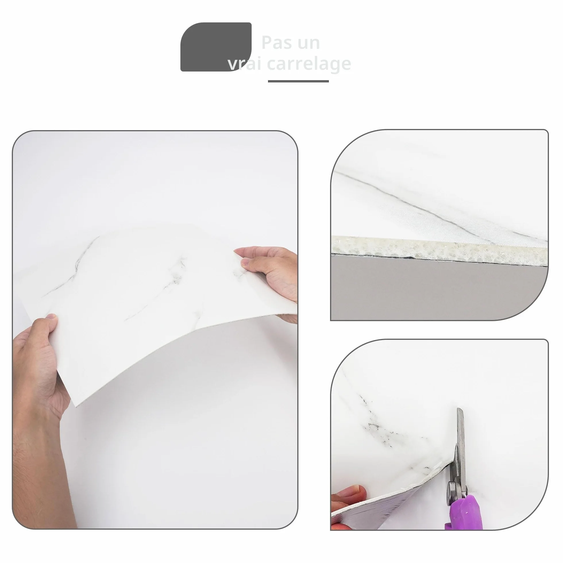 Carreaux adhésifs marbre 30x30cm étanches PVC blanc nuage pour douche cuisine salle de bain