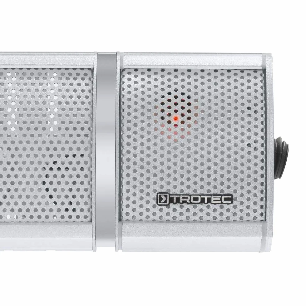 TROTEC Radiant infrarouge électrique IR 2050 Parasol Chauffage électrique Infrarouge Radiateur Radiant Halogene mural pour Terrasse de Jardin Exterieur, Table à langer ou Salle de Bain, 2000 W
