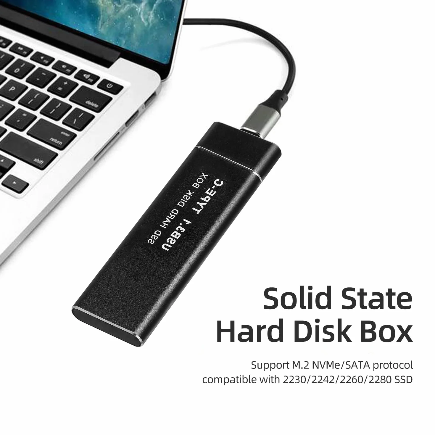 Obudowa NVMe SSD (nie NFGG), aluminiowa zewnętrzna przejściówka USB C 3.1 Gen2 10 Gpbs na PCIe M.2 do dysków twardych 2230/2242/2260/2280 M-Key, z UASP-M2PV