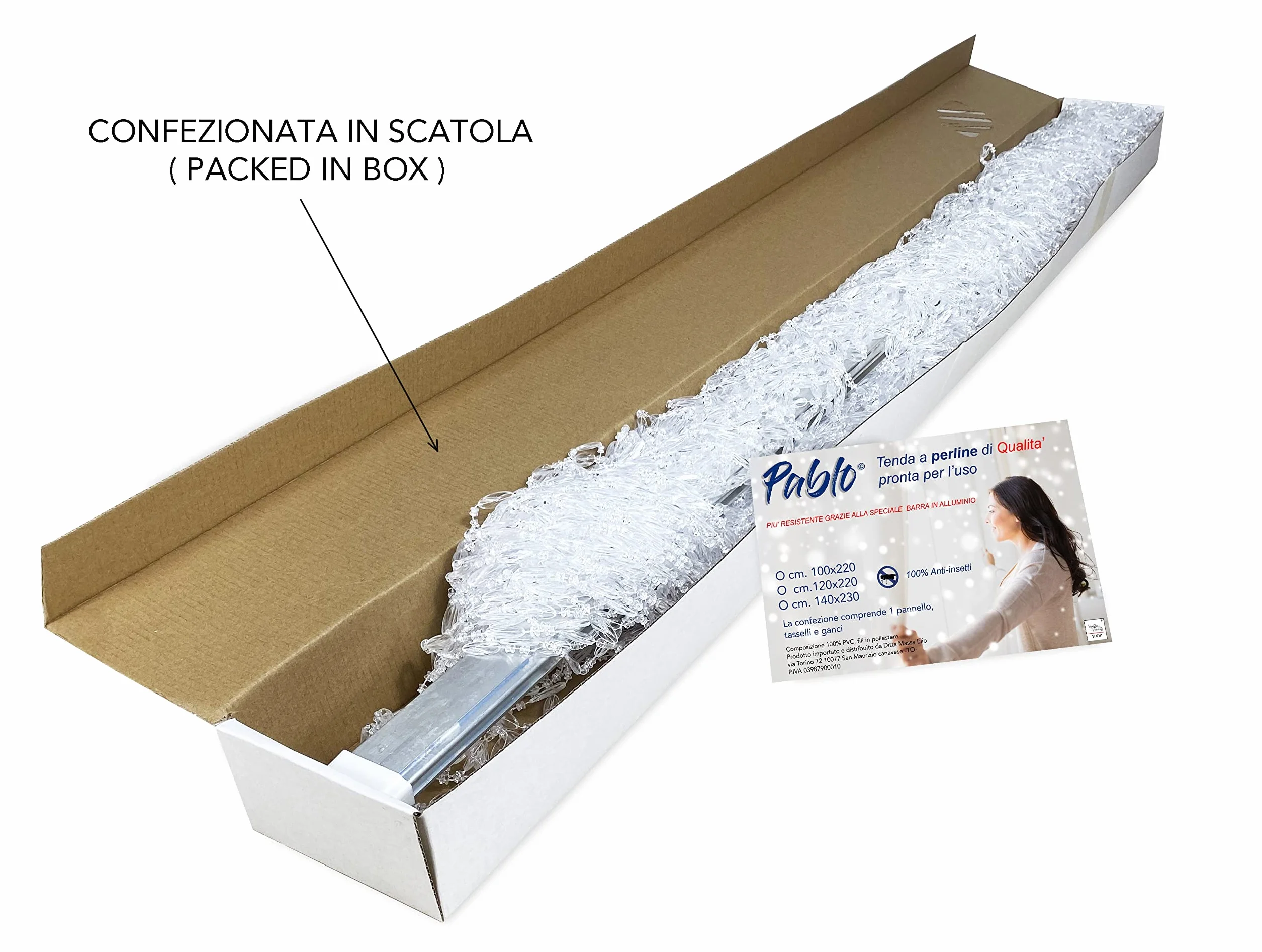 Pablo Rideau à Perles Anti-Insectes PVC Anti-Bruit 120x220 cm Transparent