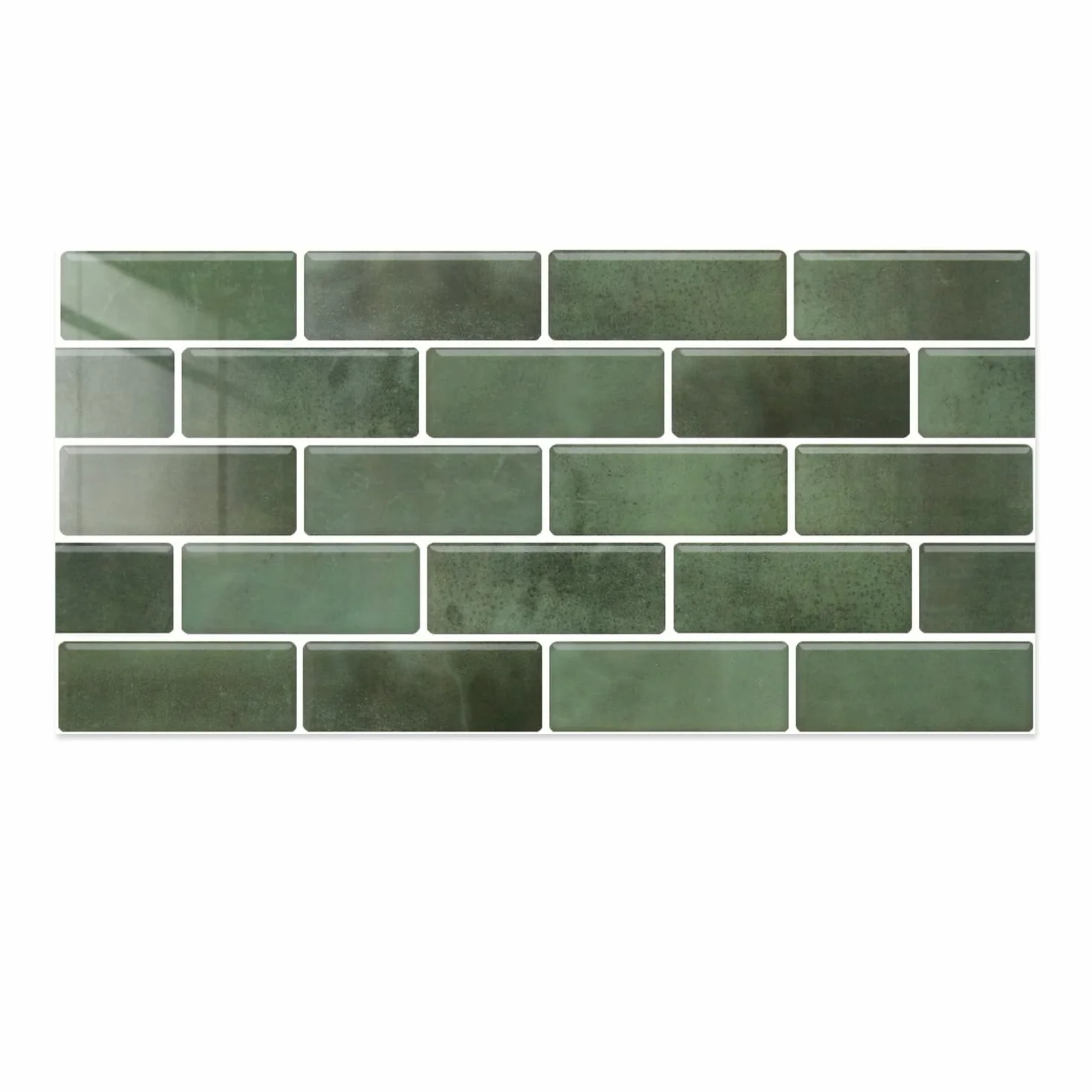 Commomy Stickers Adhésive Carrelage Autocollant Mural, 30 x 15 cm, Vert Marbre, 12 Pièces pour Cuisine Salle de Bain