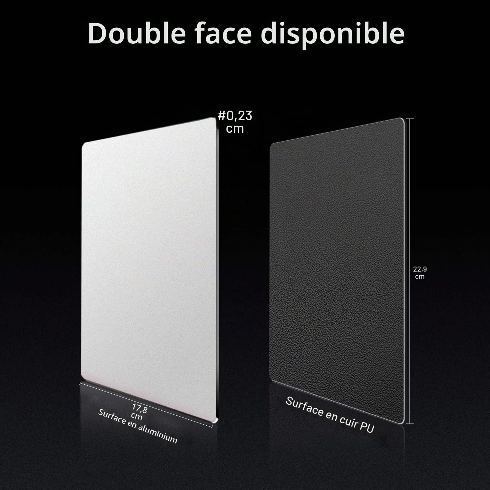 VAYDEER Tapis de Souris Rigide Double Face Aluminium 23x18 cm Argenté Jeux Bureau