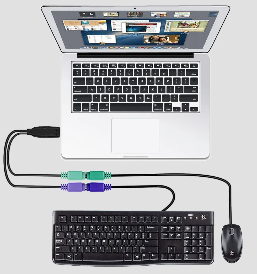 Adaptateur PS2 USB Clavier Câble PS2 vers USB Plug and Play (Black)