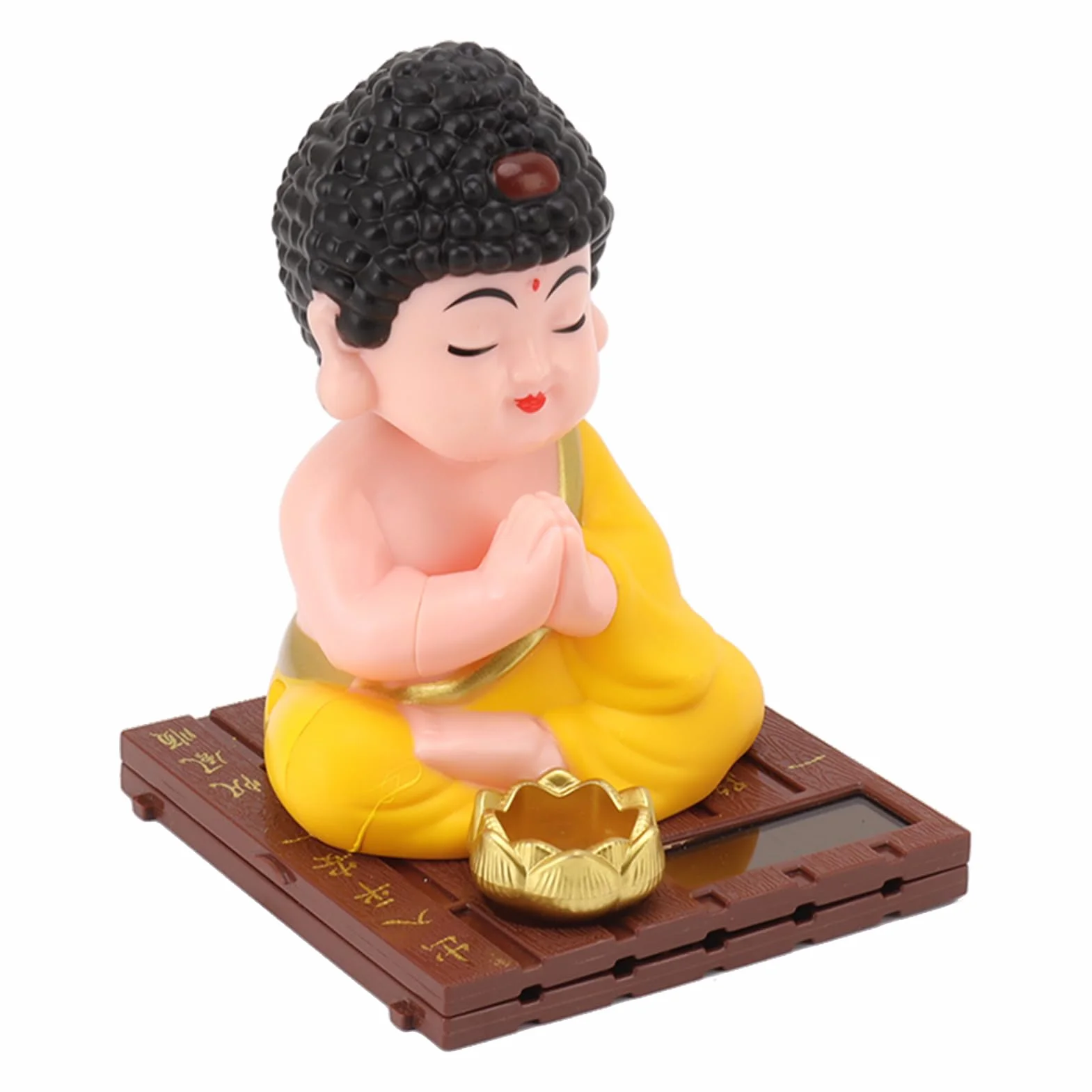 Figurine de Bouddha Hochant la Tête Solaire, Statue en Plastique Couleurs Vives pour Maison Voiture Bureau